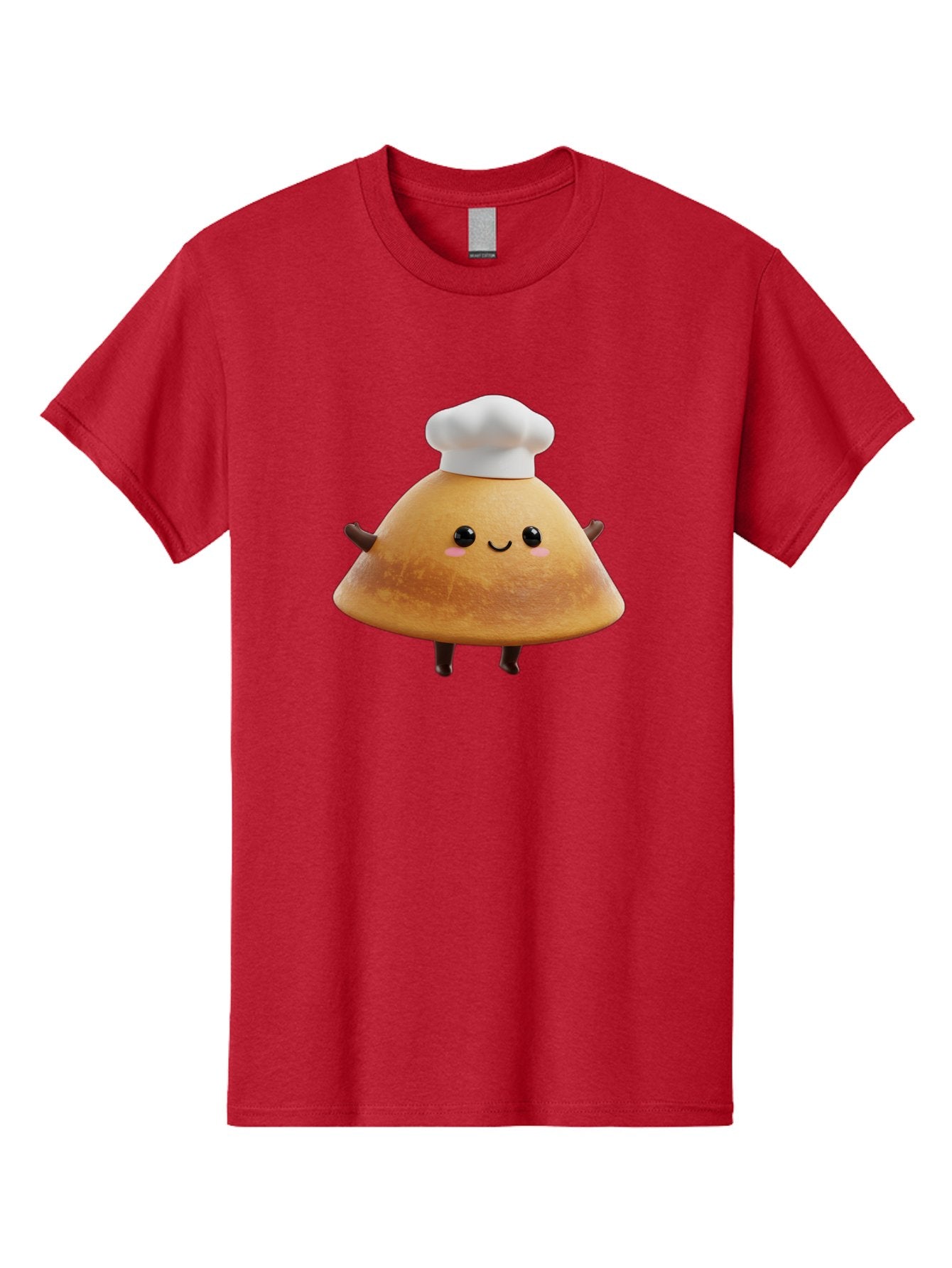 Chef-Hat-Mushroom Men'S Graphic Tee, 100% Cotton, Comfortable Casual Summer Wear, Machine Washable, Croissant Character, Chef Hat, Happy Face, Pink Blush, Smiling Mouth, Cute Pastry, Bakery Illustration, Cartoon Food, Animated Treat, Baa290