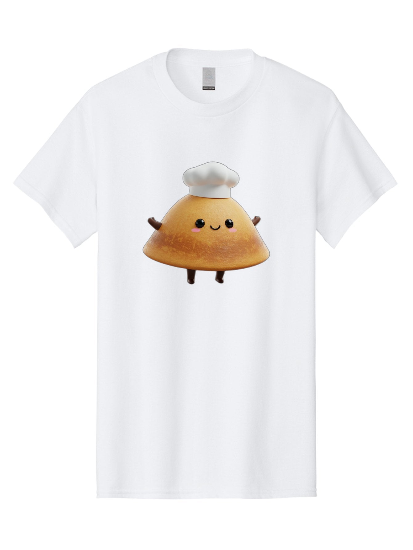 Chef-Hat-Mushroom Men'S Graphic Tee, 100% Cotton, Comfortable Casual Summer Wear, Machine Washable, Croissant Character, Chef Hat, Happy Face, Pink Blush, Smiling Mouth, Cute Pastry, Bakery Illustration, Cartoon Food, Animated Treat, Baa290 13