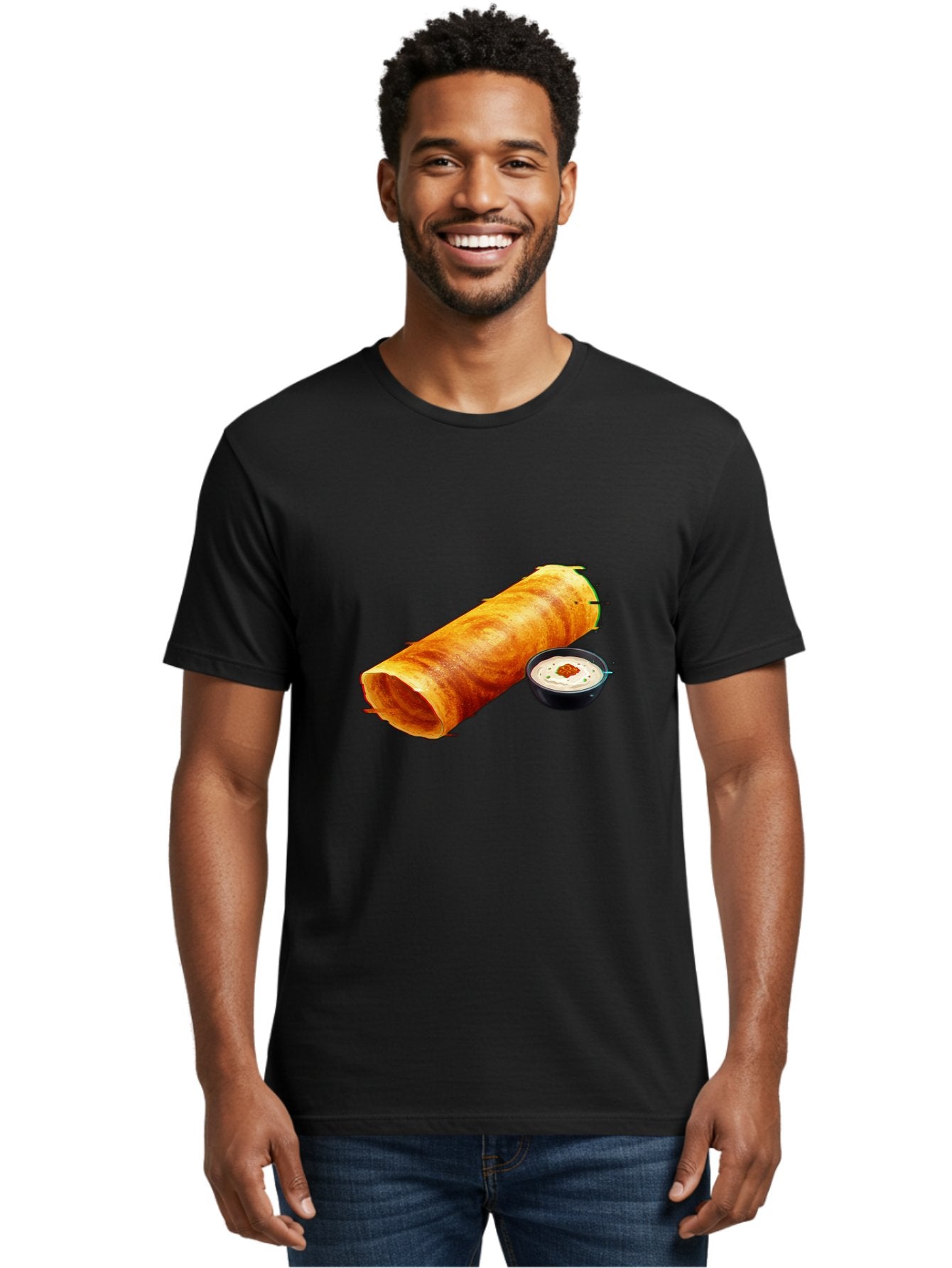 Chicken-Roll Men'S Graphic Tee, 100% Cotton, Comfortable Casual Summer Wear, Machine Washable, Masala Dosa, South Indian Cuisine, Dosa With Chutney, Indian Breakfast, Street Food, Traditional Recipe, Dosa Roll, Chutney Bowl, Crispy Dosa, Baa291 21