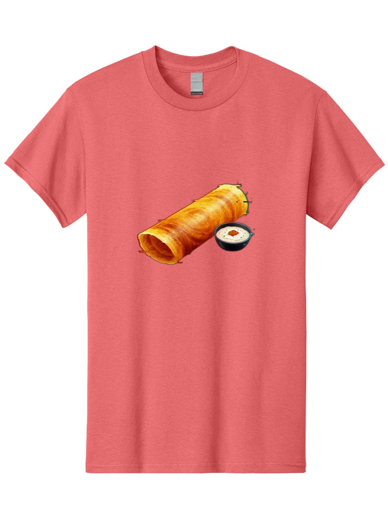 Chicken-Roll Men'S Graphic Tee, 100% Cotton, Comfortable Casual Summer Wear, Machine Washable, Masala Dosa, South Indian Cuisine, Dosa With Chutney, Indian Breakfast, Street Food, Traditional Recipe, Dosa Roll, Chutney Bowl, Crispy Dosa, Baa291 9