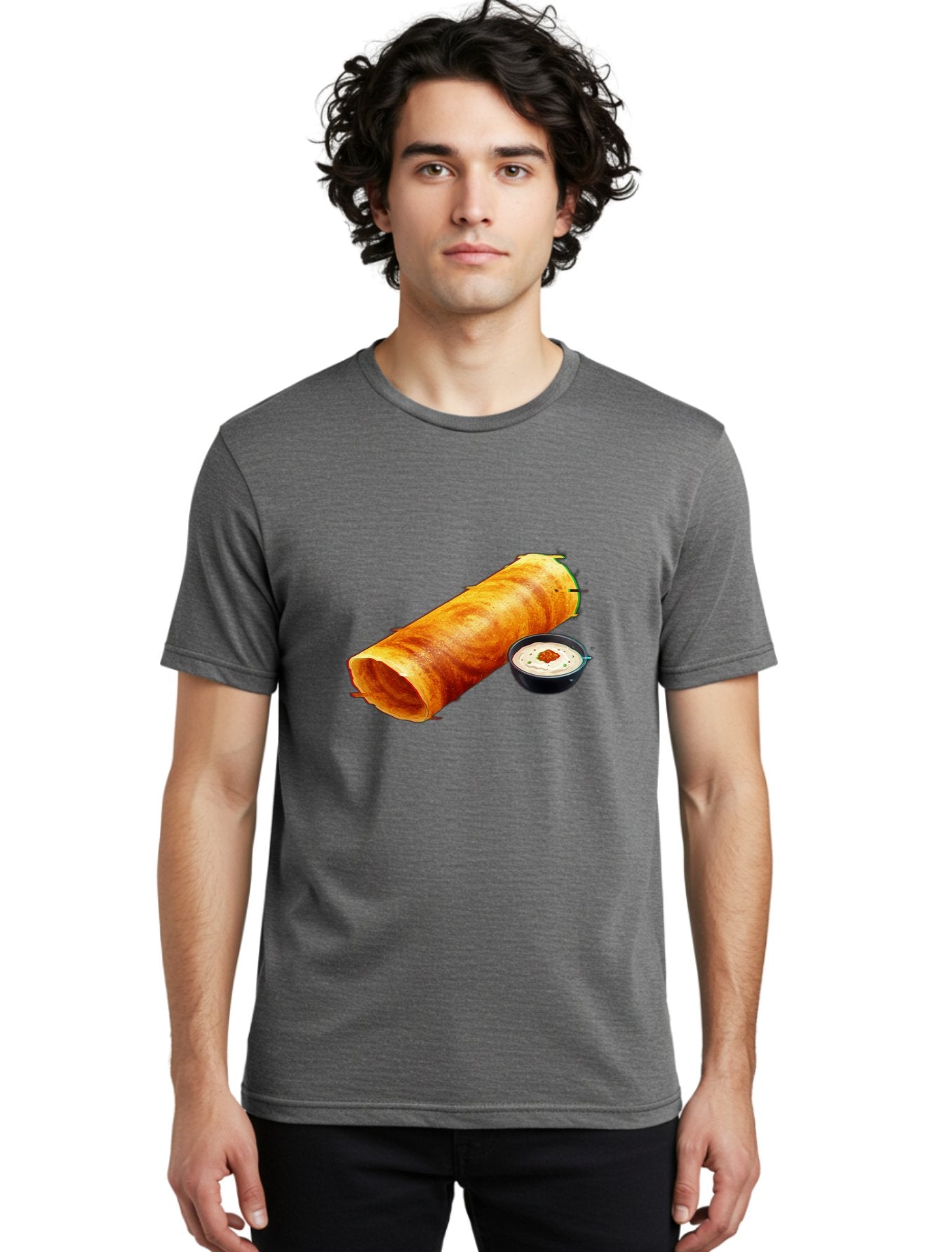 Chicken-Roll Men'S Graphic Tee, 100% Cotton, Comfortable Casual Summer Wear, Machine Washable, Masala Dosa, South Indian Cuisine, Dosa With Chutney, Indian Breakfast, Street Food, Traditional Recipe, Dosa Roll, Chutney Bowl, Crispy Dosa, Baa291 22