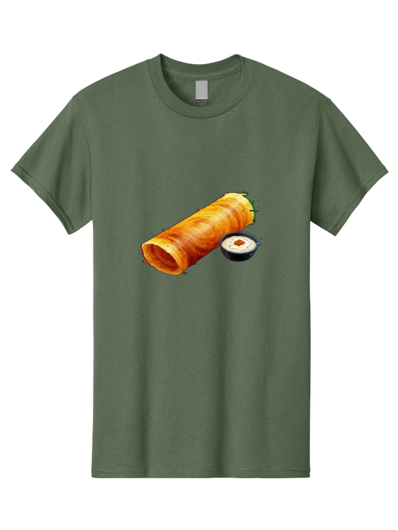 Chicken-Roll Men'S Graphic Tee, 100% Cotton, Comfortable Casual Summer Wear, Machine Washable, Masala Dosa, South Indian Cuisine, Dosa With Chutney, Indian Breakfast, Street Food, Traditional Recipe, Dosa Roll, Chutney Bowl, Crispy Dosa, Baa291 6