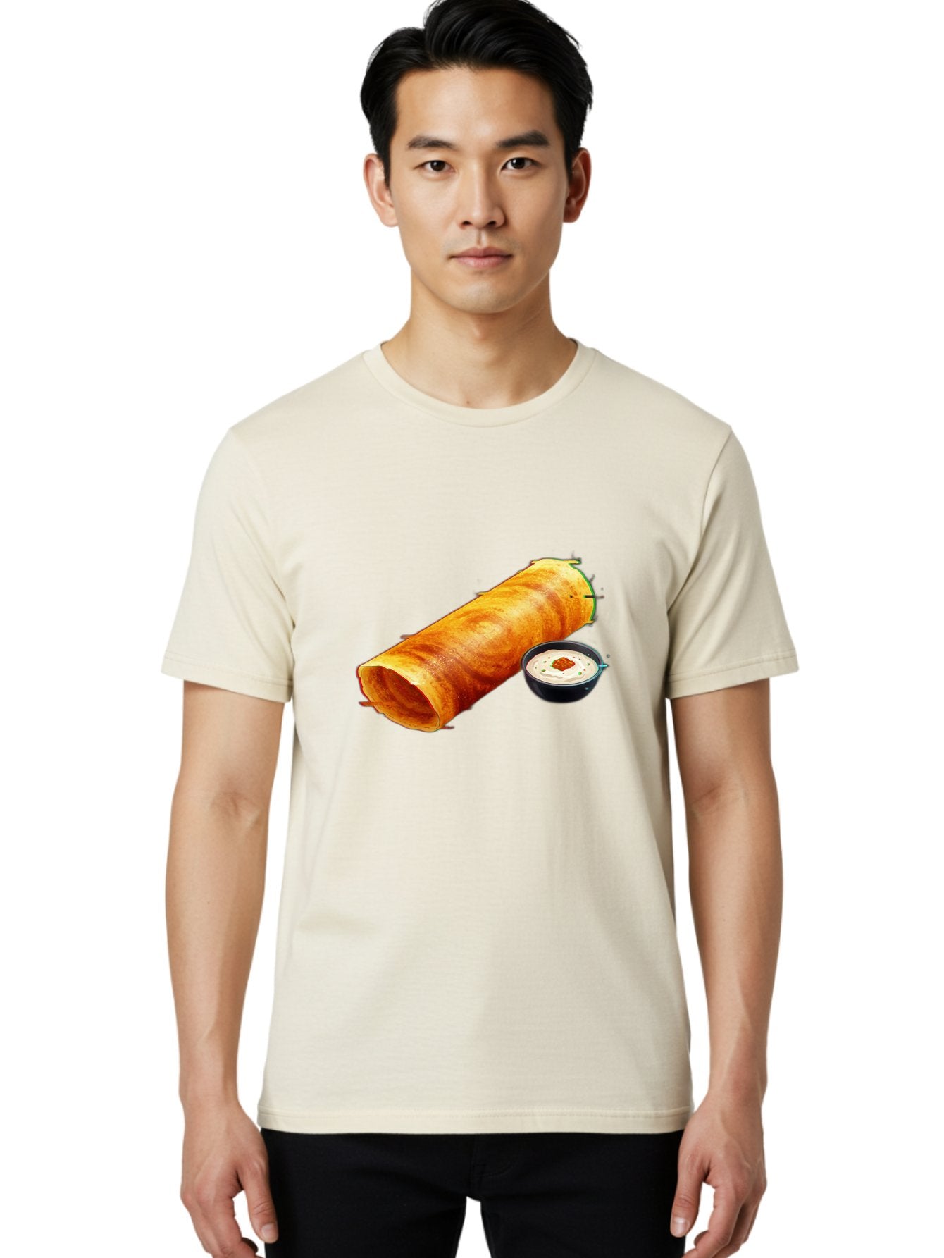 Chicken-Roll Men'S Graphic Tee, 100% Cotton, Comfortable Casual Summer Wear, Machine Washable, Masala Dosa, South Indian Cuisine, Dosa With Chutney, Indian Breakfast, Street Food, Traditional Recipe, Dosa Roll, Chutney Bowl, Crispy Dosa, Baa291 18