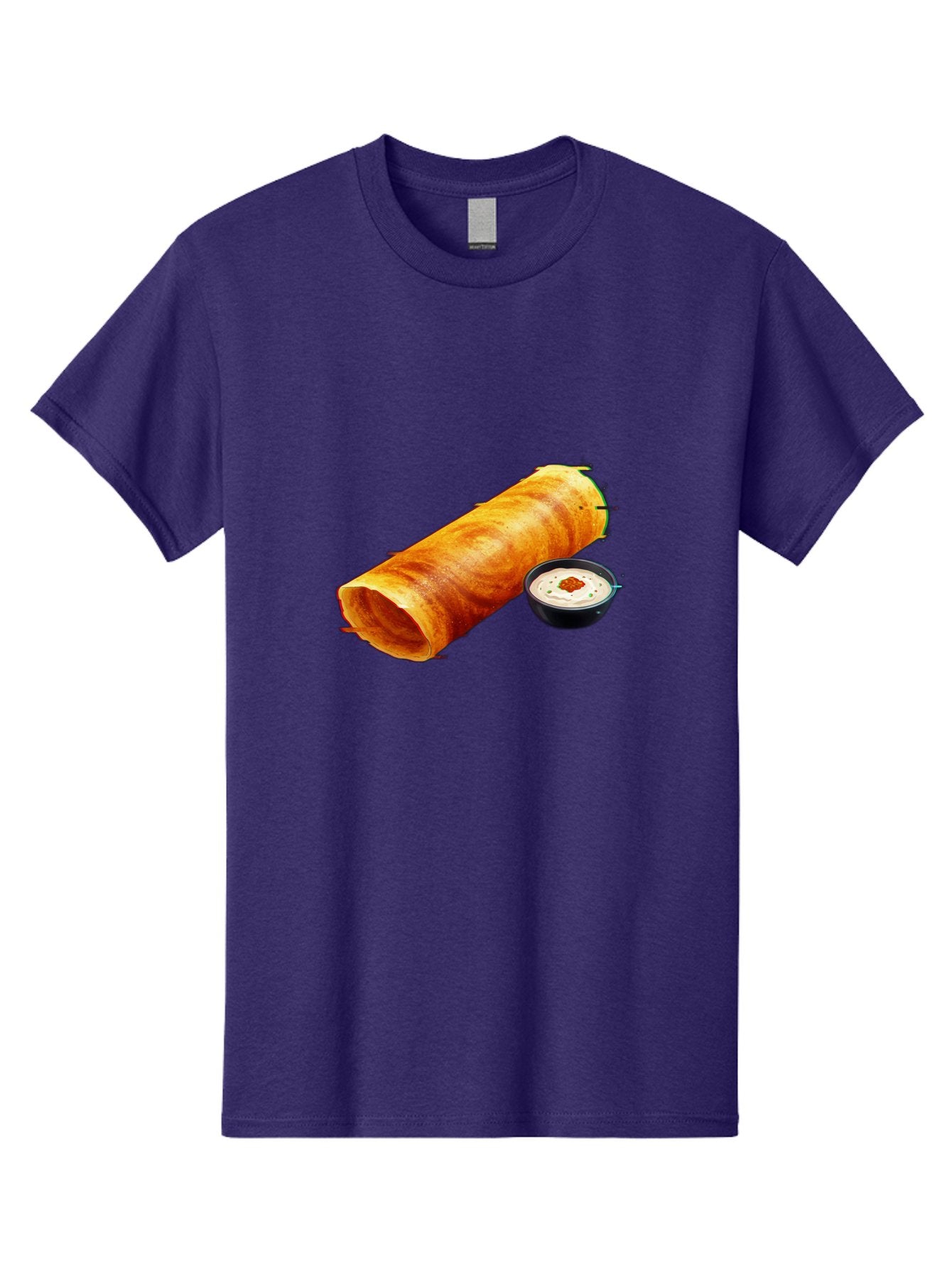 Chicken-Roll Men'S Graphic Tee, 100% Cotton, Comfortable Casual Summer Wear, Machine Washable, Masala Dosa, South Indian Cuisine, Dosa With Chutney, Indian Breakfast, Street Food, Traditional Recipe, Dosa Roll, Chutney Bowl, Crispy Dosa, Baa291 13
