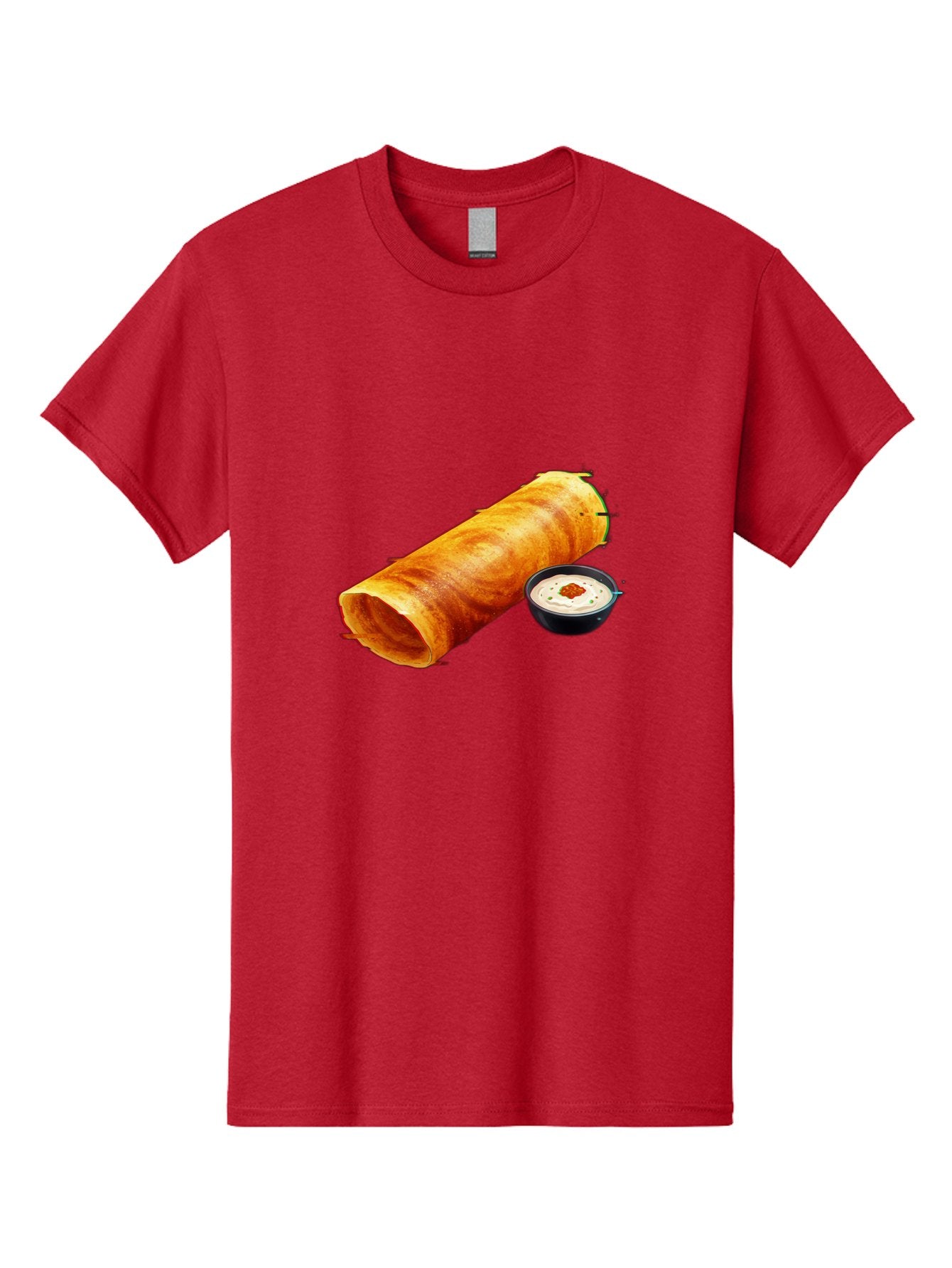 Chicken-Roll Men'S Graphic Tee, 100% Cotton, Comfortable Casual Summer Wear, Machine Washable, Masala Dosa, South Indian Cuisine, Dosa With Chutney, Indian Breakfast, Street Food, Traditional Recipe, Dosa Roll, Chutney Bowl, Crispy Dosa, Baa291 10