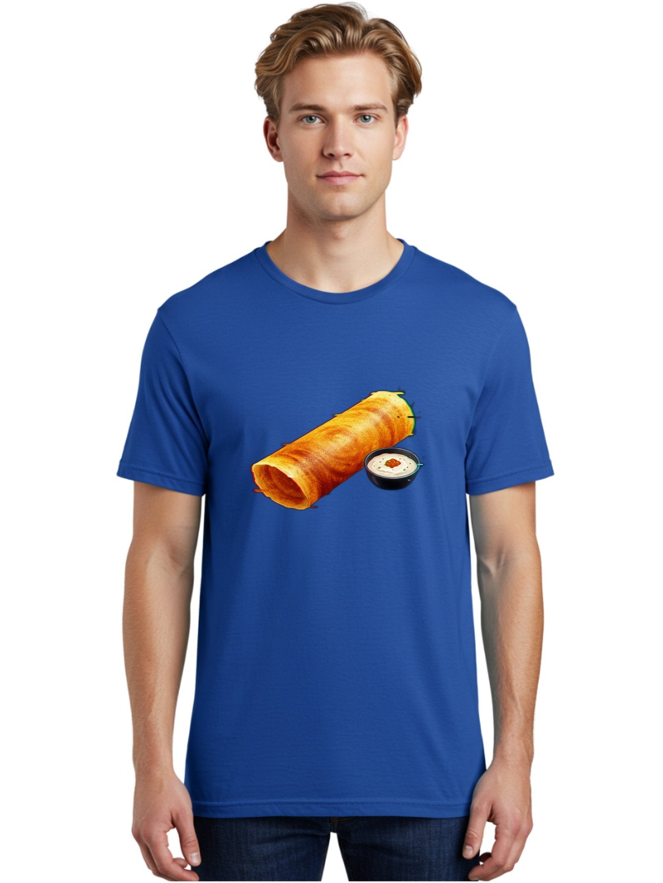 Chicken-Roll Men'S Graphic Tee, 100% Cotton, Comfortable Casual Summer Wear, Machine Washable, Masala Dosa, South Indian Cuisine, Dosa With Chutney, Indian Breakfast, Street Food, Traditional Recipe, Dosa Roll, Chutney Bowl, Crispy Dosa, Baa291 19