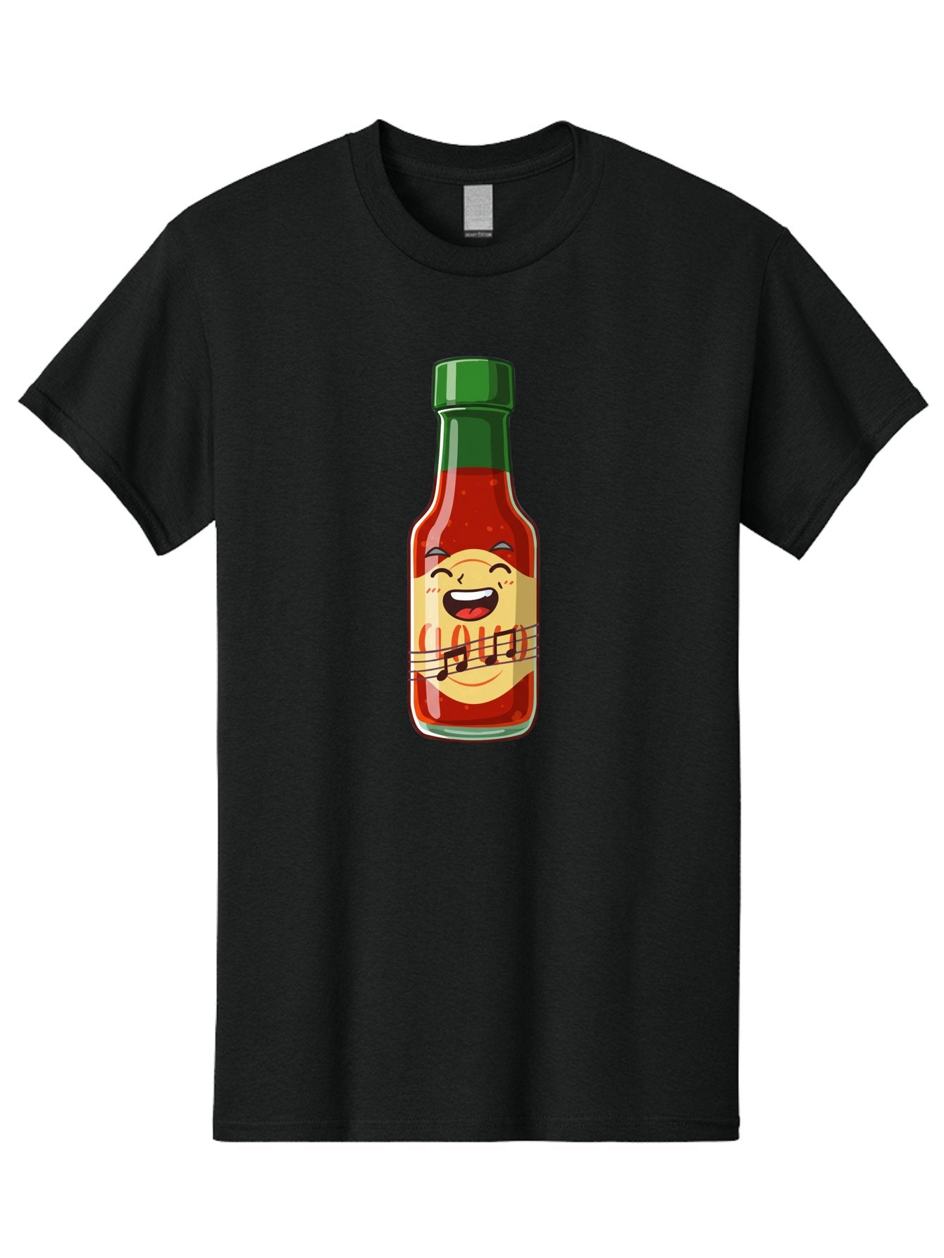 Chili-Sauce-Bottle Men'S Graphic Tee, 100% Cotton, Comfortable Casual Summer Wear, Machine Washable, Hot Sauce Bottle, Spicy Condiment, Cartoon Character, Laughing Face, Tabasco Sauce, Flavorful Food, Hot Pepper Sauce, Culinary Delight Baa292 13