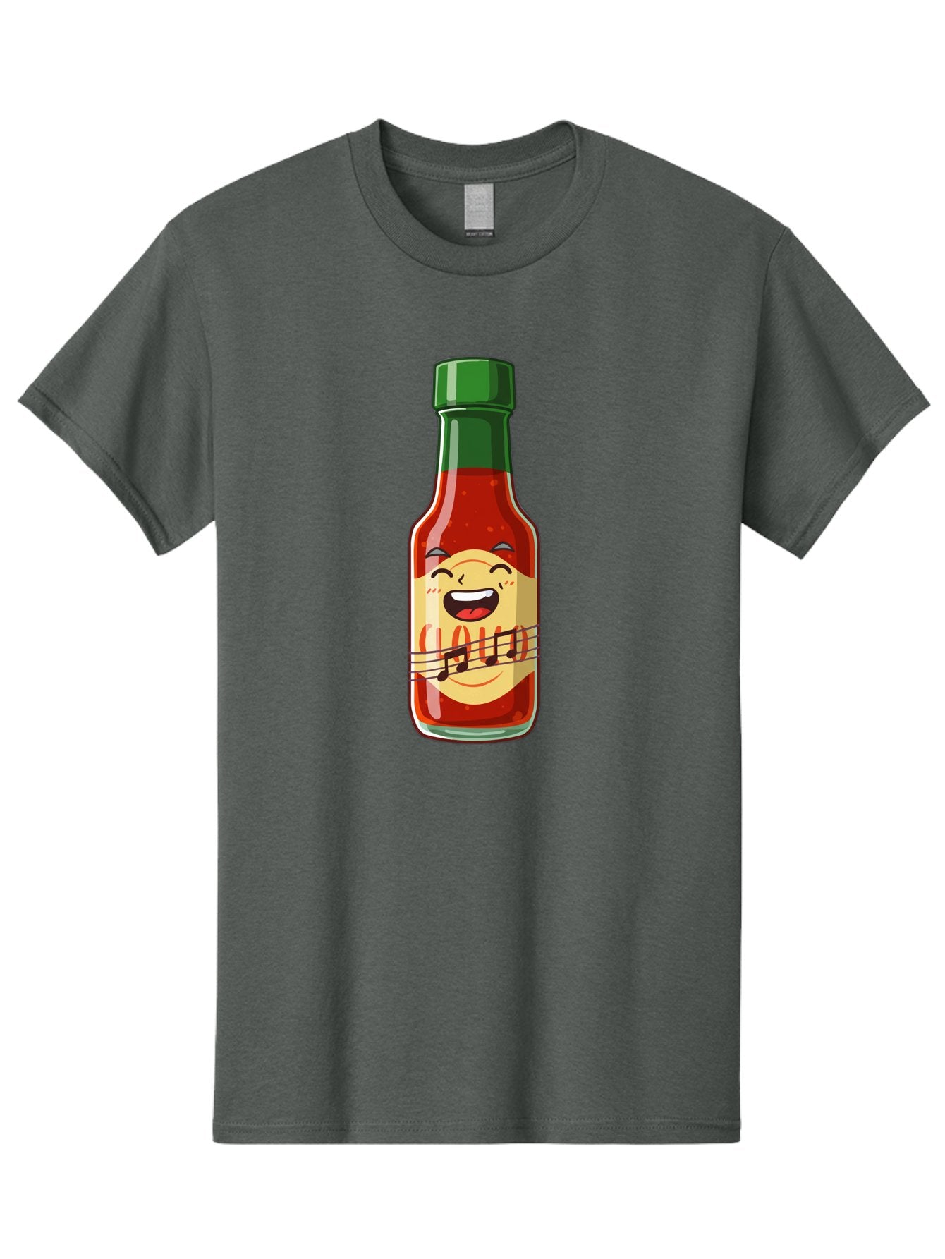 Chili-Sauce-Bottle Men'S Graphic Tee, 100% Cotton, Comfortable Casual Summer Wear, Machine Washable, Hot Sauce Bottle, Spicy Condiment, Cartoon Character, Laughing Face, Tabasco Sauce, Flavorful Food, Hot Pepper Sauce, Culinary Delight Baa292