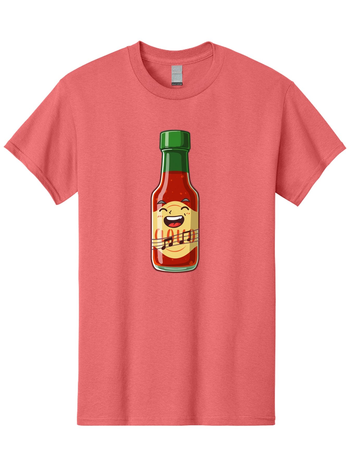 Chili-Sauce-Bottle Men'S Graphic Tee, 100% Cotton, Comfortable Casual Summer Wear, Machine Washable, Hot Sauce Bottle, Spicy Condiment, Cartoon Character, Laughing Face, Tabasco Sauce, Flavorful Food, Hot Pepper Sauce, Culinary Delight Baa292 8