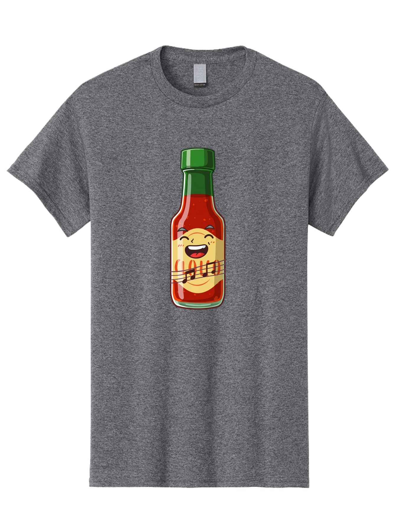 Chili-Sauce-Bottle Men'S Graphic Tee, 100% Cotton, Comfortable Casual Summer Wear, Machine Washable, Hot Sauce Bottle, Spicy Condiment, Cartoon Character, Laughing Face, Tabasco Sauce, Flavorful Food, Hot Pepper Sauce, Culinary Delight Baa292 3
