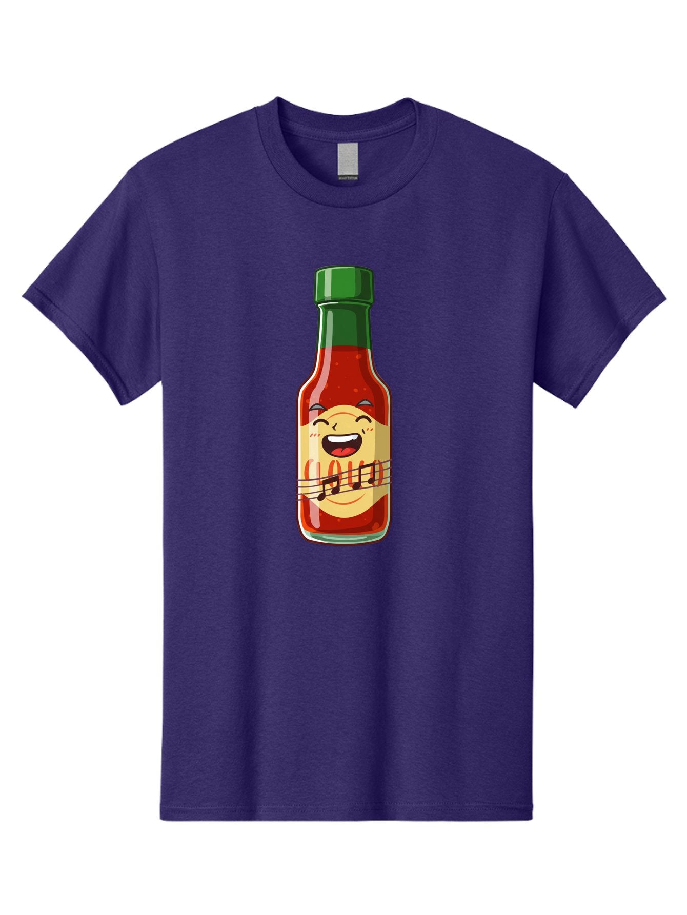 Chili-Sauce-Bottle Men'S Graphic Tee, 100% Cotton, Comfortable Casual Summer Wear, Machine Washable, Hot Sauce Bottle, Spicy Condiment, Cartoon Character, Laughing Face, Tabasco Sauce, Flavorful Food, Hot Pepper Sauce, Culinary Delight Baa292