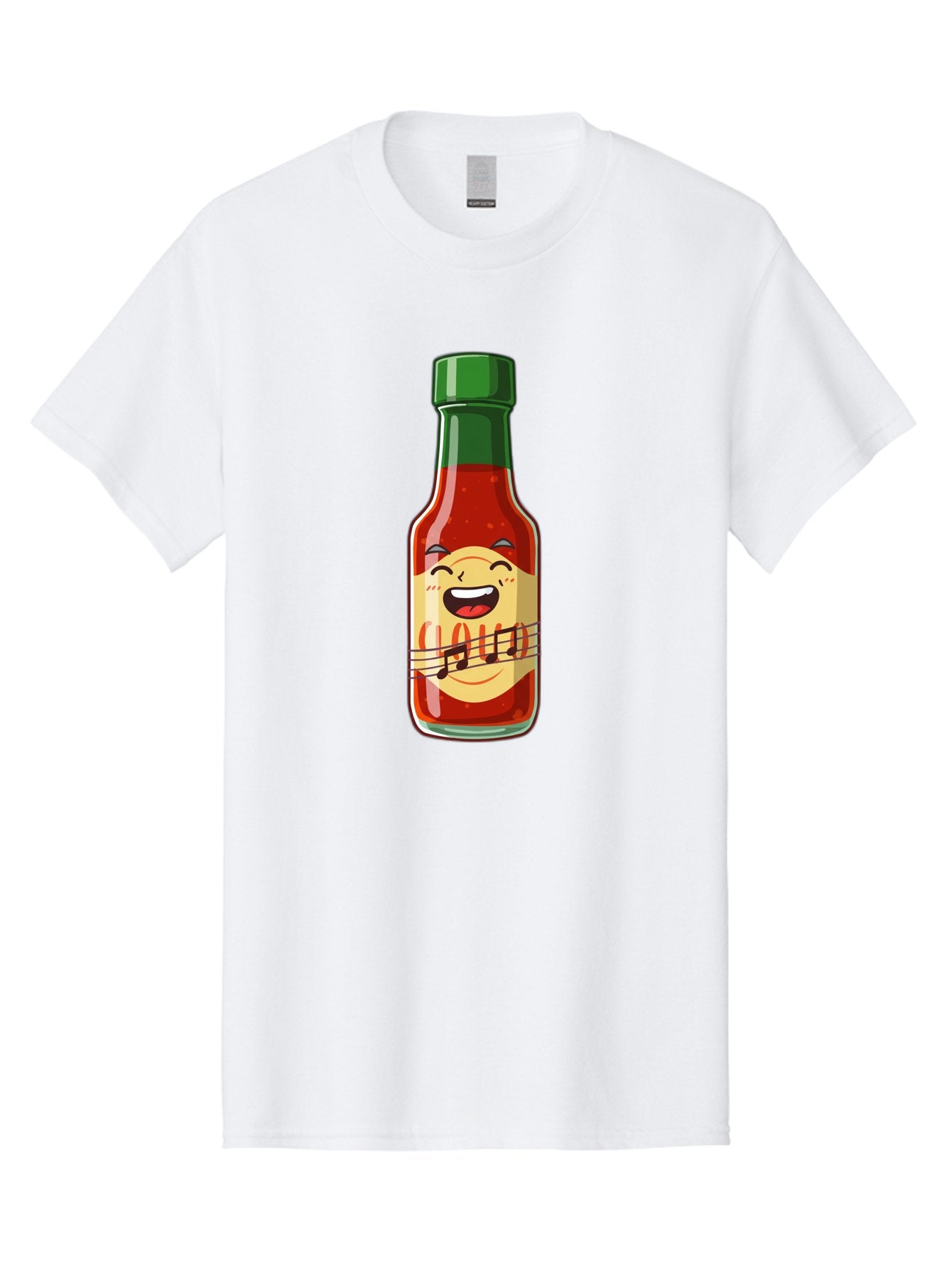 Chili-Sauce-Bottle Men'S Graphic Tee, 100% Cotton, Comfortable Casual Summer Wear, Machine Washable, Hot Sauce Bottle, Spicy Condiment, Cartoon Character, Laughing Face, Tabasco Sauce, Flavorful Food, Hot Pepper Sauce, Culinary Delight Baa292 10