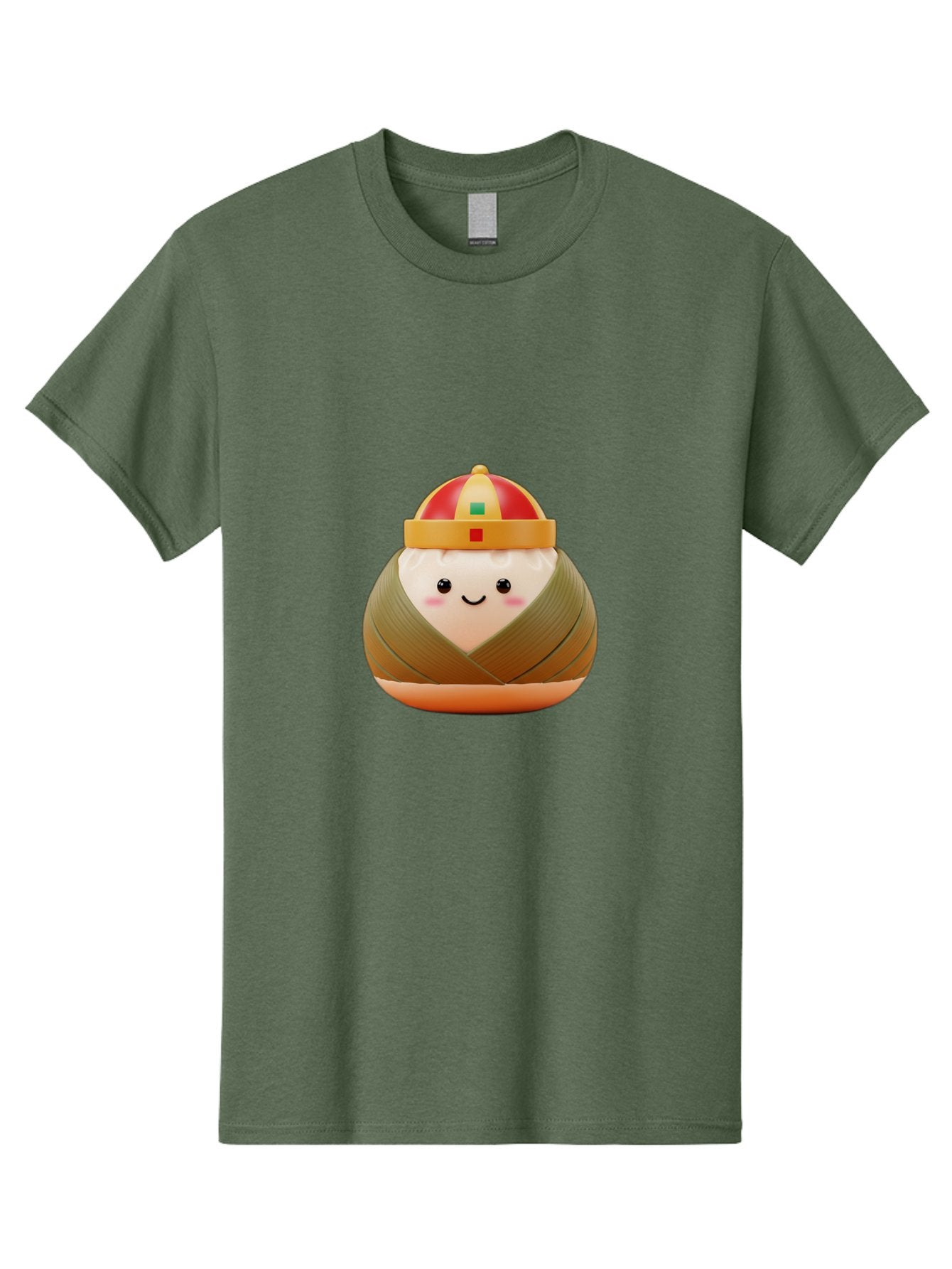 Chinese-Dumpling Men'S Graphic Tee, 100% Cotton, Comfortable Casual Summer Wear, Machine Washable, Kawaii Sushi, Cartoon Food, Adorable Mascot, Japanese Cuisine, Smiling Face, Cute Character, Digital Illustration, Kawaii Culture, Manga Style, Baa293