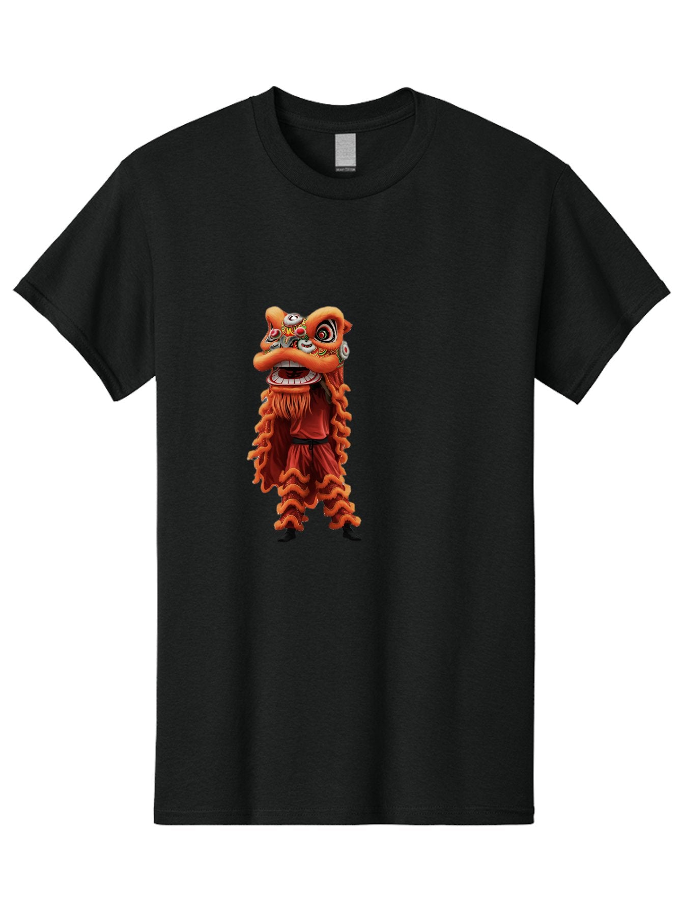 Chinese-Lion-Dance-Costume Men'S Graphic Tee, 100% Cotton, Comfortable Casual Summer Wear, Machine Washable, Chinese Lion Dance, Traditional Costume, Cultural Heritage, Mythical Creature, Vibrant Colors, Lively Performance, Intricate Design, Baa294 13
