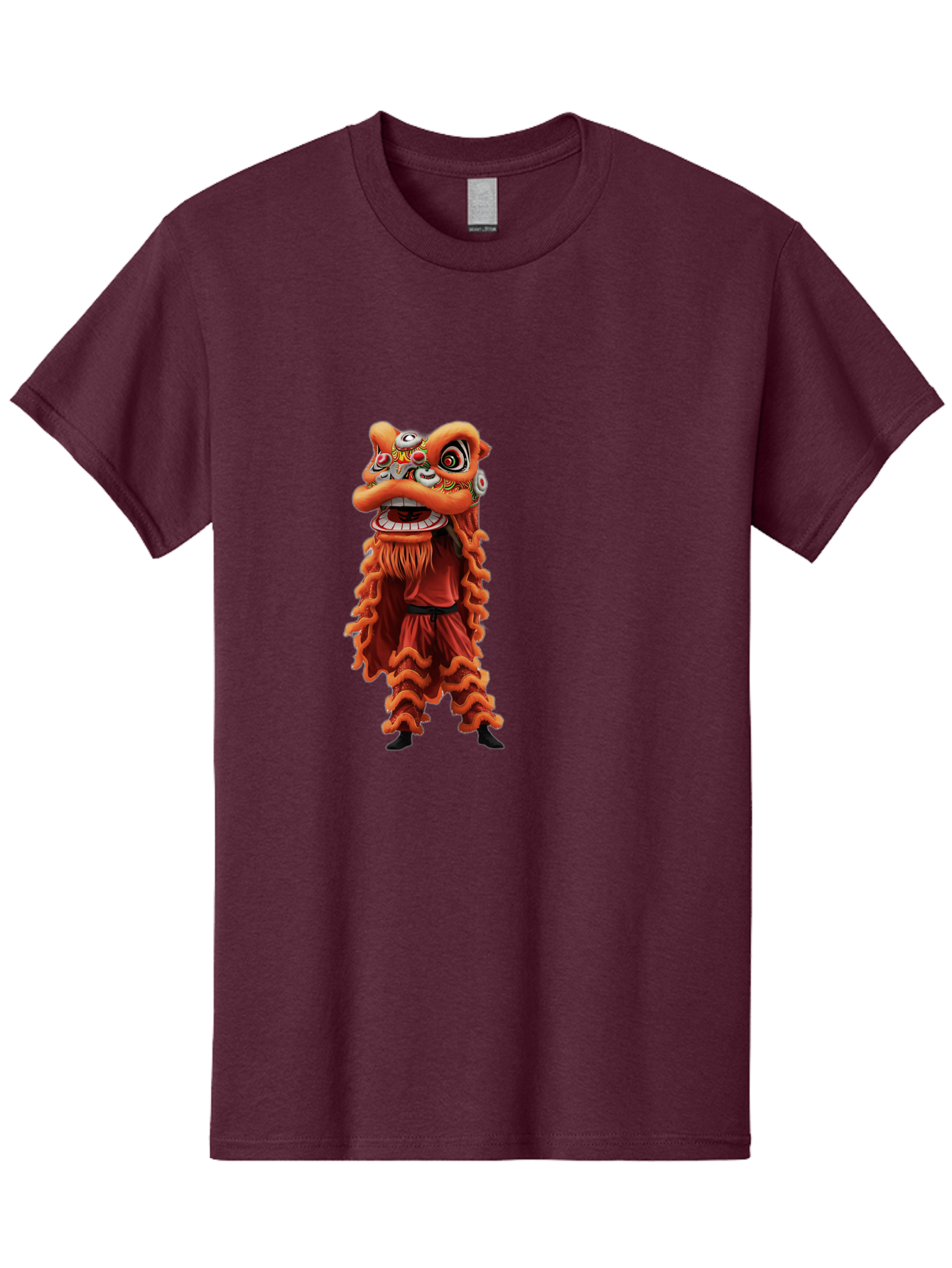 Chinese-Lion-Dance-Costume Men'S Graphic Tee, 100% Cotton, Comfortable Casual Summer Wear, Machine Washable, Chinese Lion Dance, Traditional Costume, Cultural Heritage, Mythical Creature, Vibrant Colors, Lively Performance, Intricate Design, Baa294 25