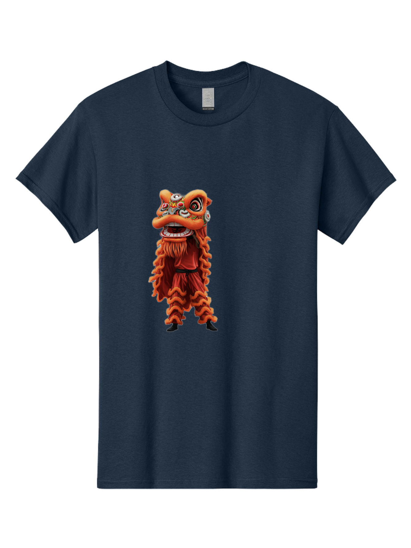 Chinese-Lion-Dance-Costume Men'S Graphic Tee, 100% Cotton, Comfortable Casual Summer Wear, Machine Washable, Chinese Lion Dance, Traditional Costume, Cultural Heritage, Mythical Creature, Vibrant Colors, Lively Performance, Intricate Design, Baa294 5
