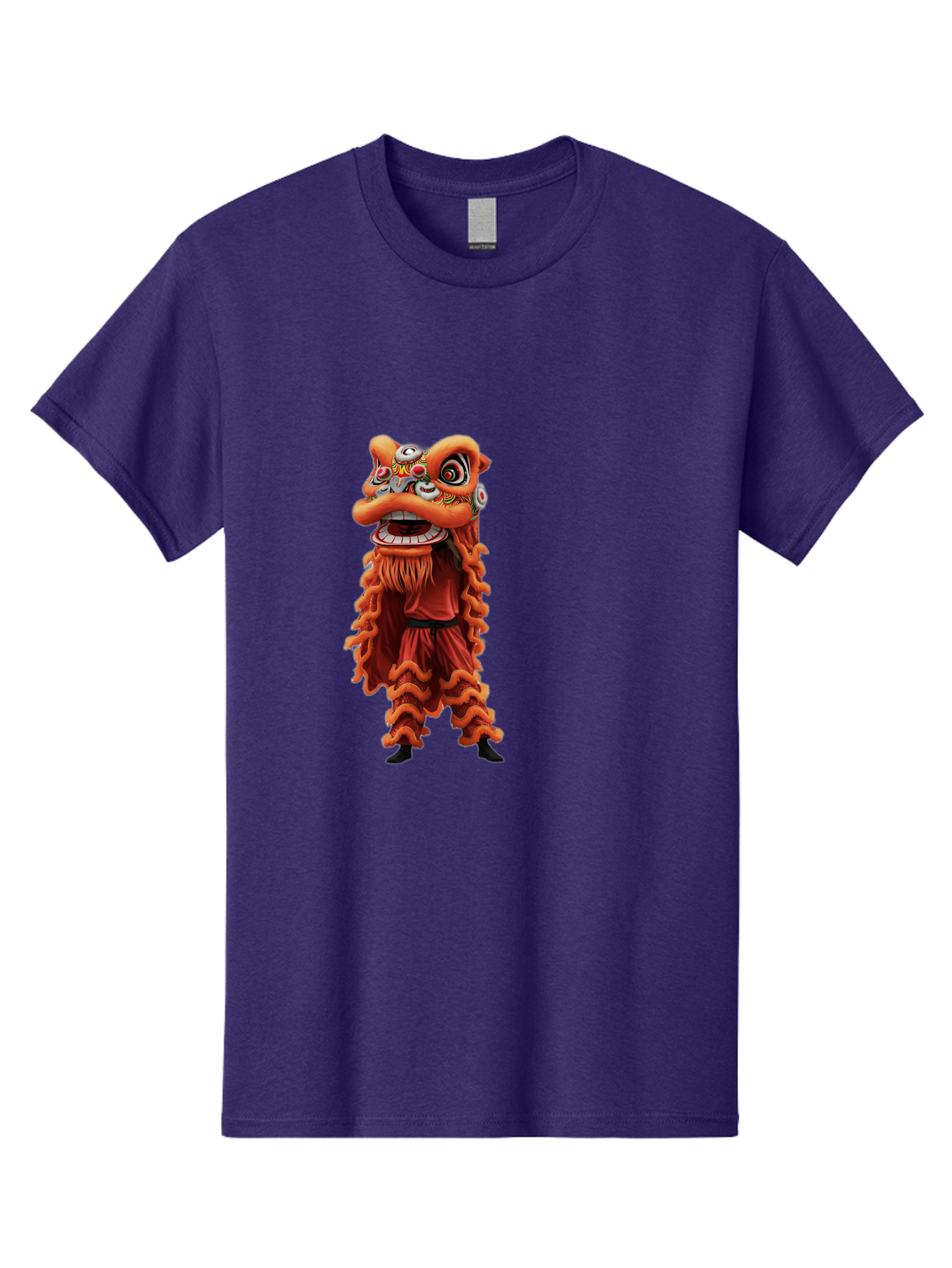 Chinese-Lion-Dance-Costume Men'S Graphic Tee, 100% Cotton, Comfortable Casual Summer Wear, Machine Washable, Chinese Lion Dance, Traditional Costume, Cultural Heritage, Mythical Creature, Vibrant Colors, Lively Performance, Intricate Design, Baa294 15