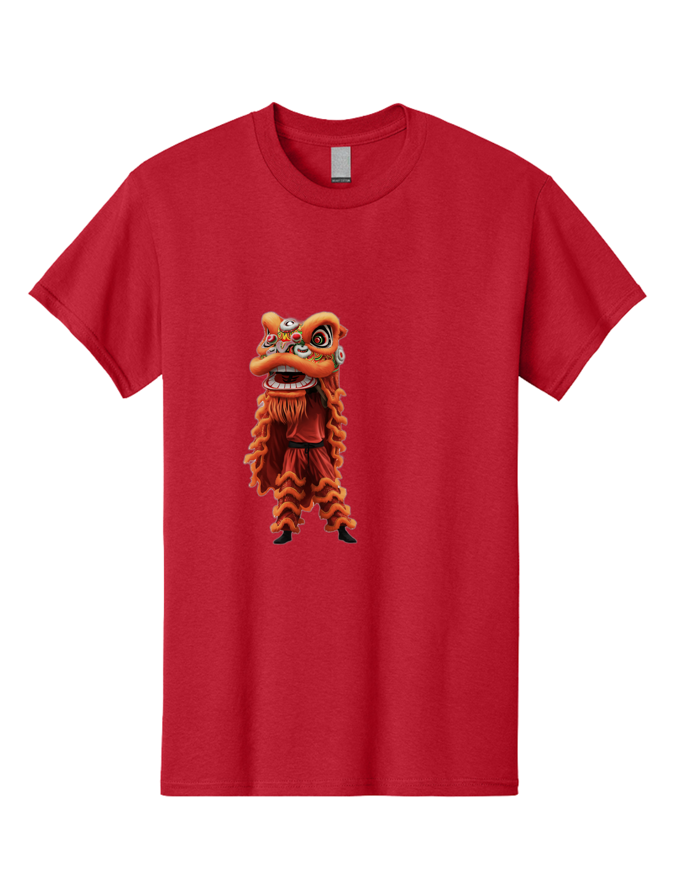 Chinese-Lion-Dance-Costume Men'S Graphic Tee, 100% Cotton, Comfortable Casual Summer Wear, Machine Washable, Chinese Lion Dance, Traditional Costume, Cultural Heritage, Mythical Creature, Vibrant Colors, Lively Performance, Intricate Design, Baa294 17