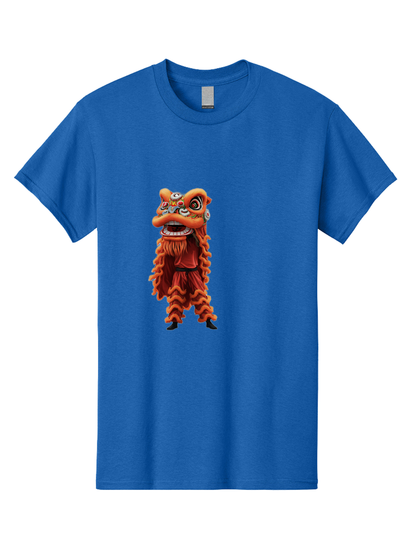 Chinese-Lion-Dance-Costume Men'S Graphic Tee, 100% Cotton, Comfortable Casual Summer Wear, Machine Washable, Chinese Lion Dance, Traditional Costume, Cultural Heritage, Mythical Creature, Vibrant Colors, Lively Performance, Intricate Design, Baa294 13