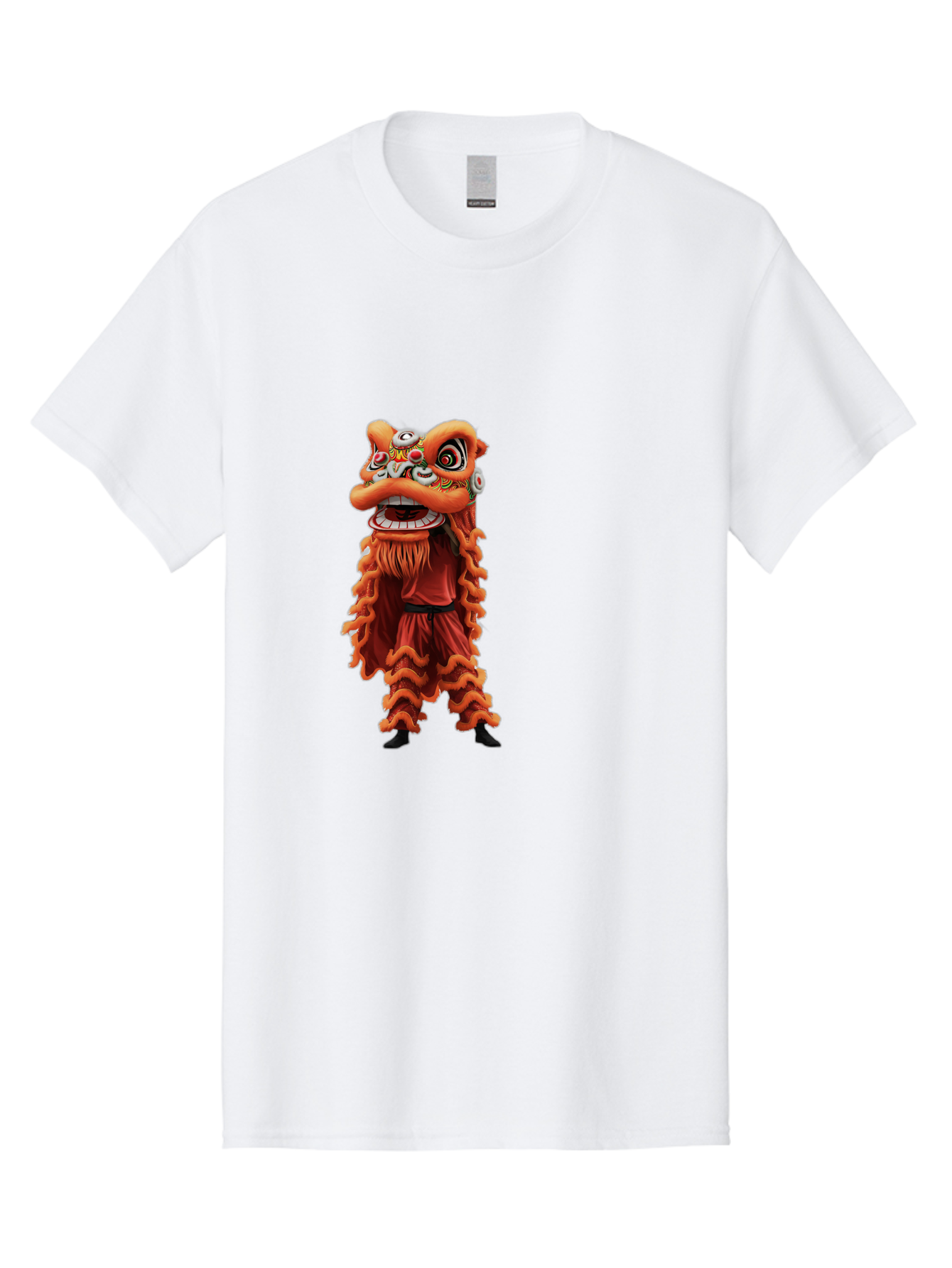 Chinese-Lion-Dance-Costume Men'S Graphic Tee, 100% Cotton, Comfortable Casual Summer Wear, Machine Washable, Chinese Lion Dance, Traditional Costume, Cultural Heritage, Mythical Creature, Vibrant Colors, Lively Performance, Intricate Design, Baa294 27