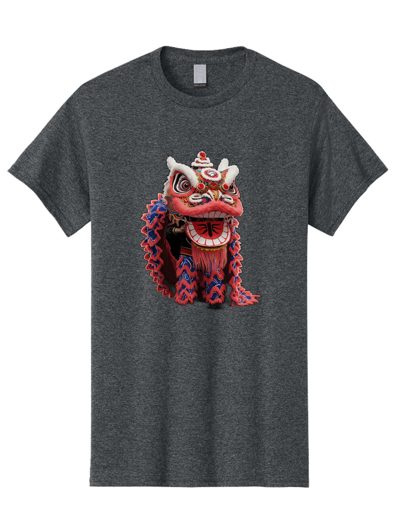 Chinese-Lion-Dance-Head Men'S Graphic Tee, 100% Cotton, Comfortable Casual Summer Wear, Machine Washable, Lion Dance Costume, Traditional Chinese Lion, Cultural Heritage, Festive Celebrations, Vibrant Colors, Intricate Designs, Baa295 6