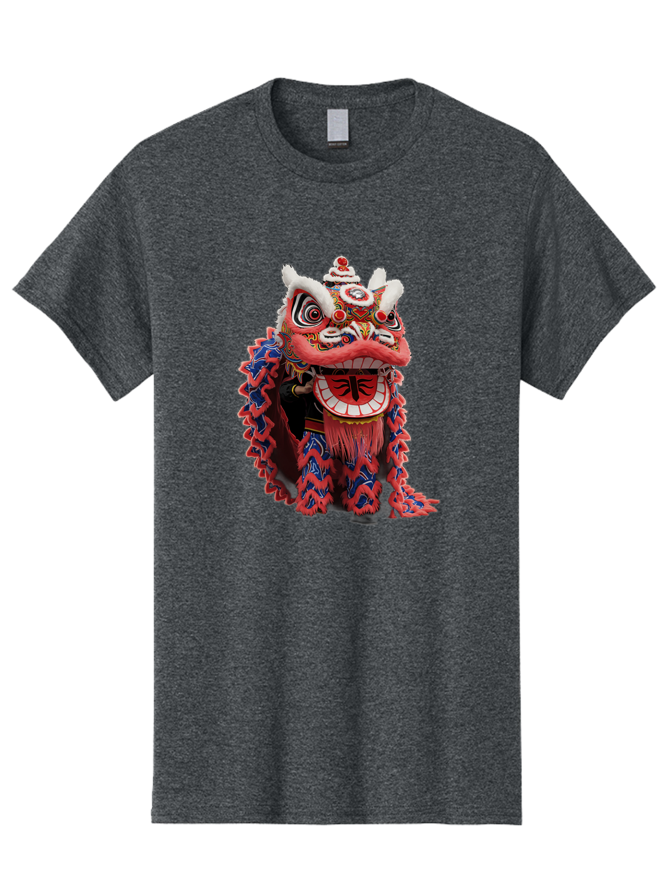 Chinese-Lion-Dance-Head Men'S Graphic Tee, 100% Cotton, Comfortable Casual Summer Wear, Machine Washable, Lion Dance Costume, Traditional Chinese Lion, Cultural Heritage, Festive Celebrations, Vibrant Colors, Intricate Designs, Baa295 13