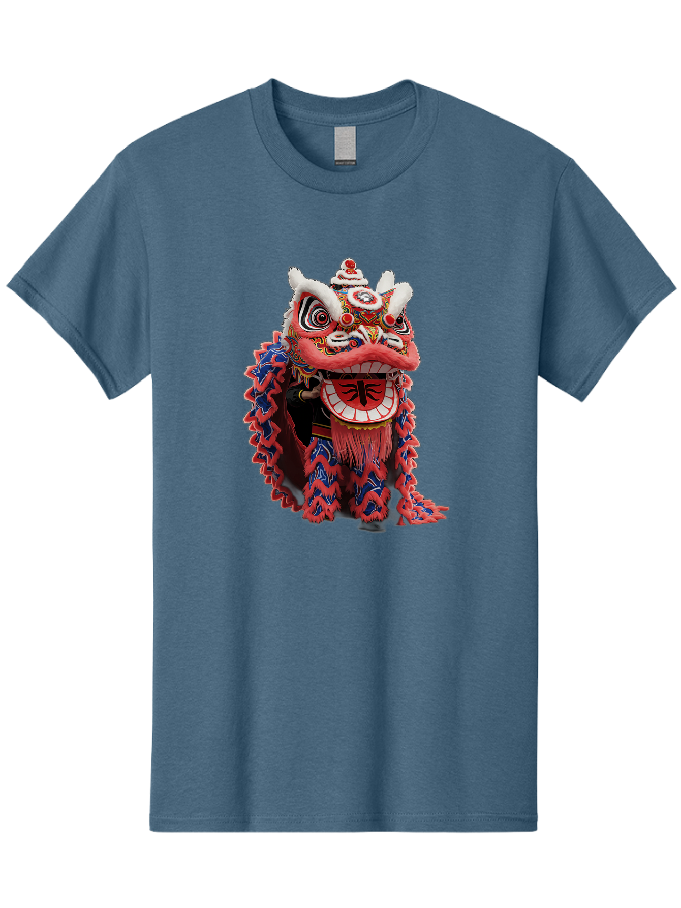Chinese-Lion-Dance-Head Men'S Graphic Tee, 100% Cotton, Comfortable Casual Summer Wear, Machine Washable, Lion Dance Costume, Traditional Chinese Lion, Cultural Heritage, Festive Celebrations, Vibrant Colors, Intricate Designs, Baa295 15