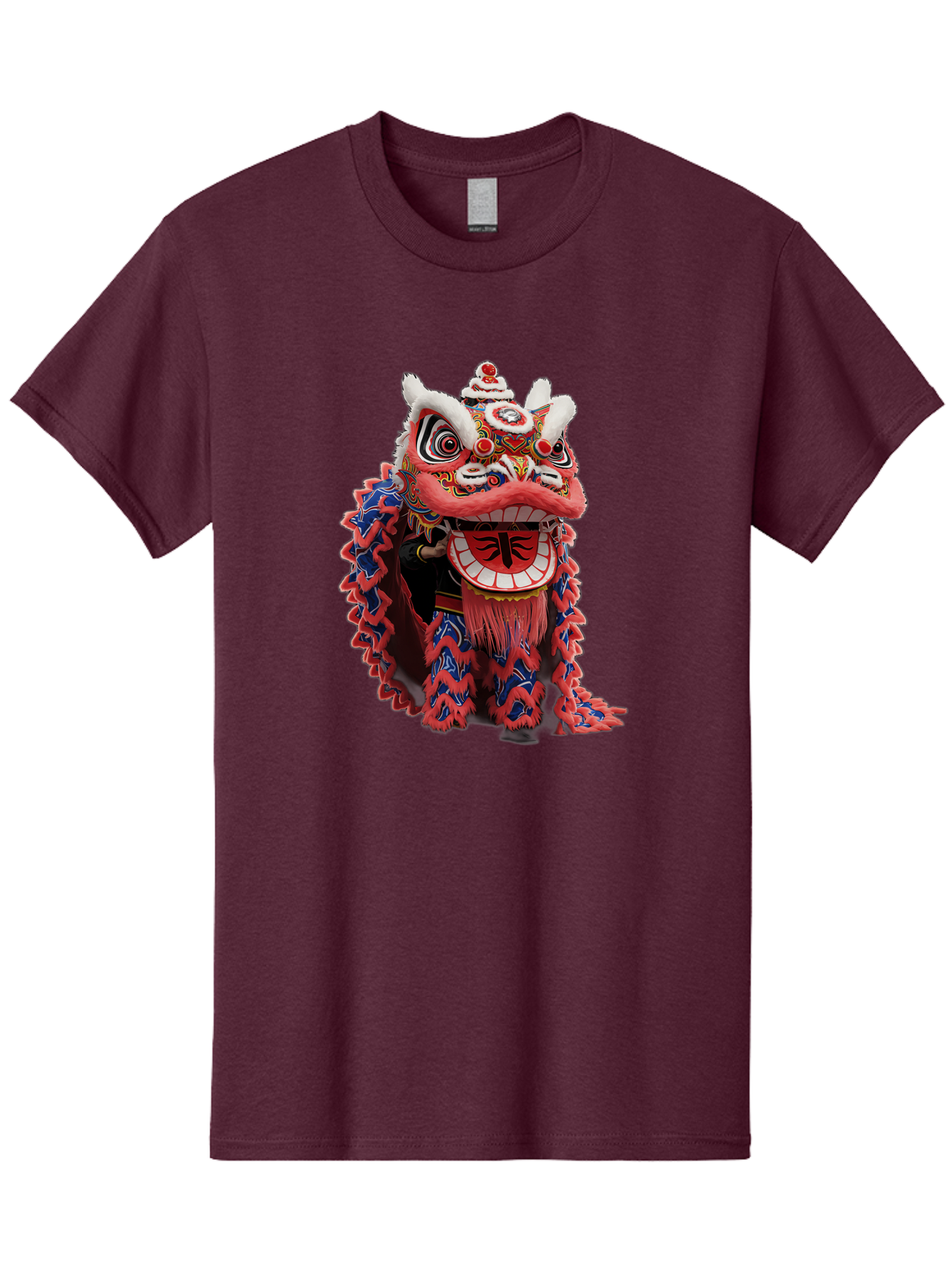 Chinese-Lion-Dance-Head Men'S Graphic Tee, 100% Cotton, Comfortable Casual Summer Wear, Machine Washable, Lion Dance Costume, Traditional Chinese Lion, Cultural Heritage, Festive Celebrations, Vibrant Colors, Intricate Designs, Baa295 17