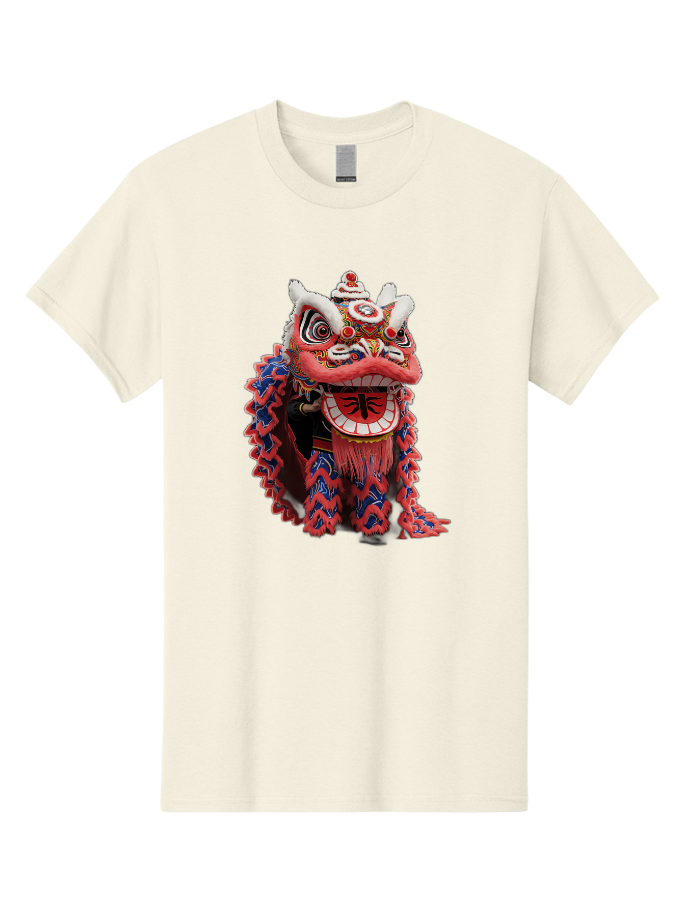 Chinese-Lion-Dance-Head Men'S Graphic Tee, 100% Cotton, Comfortable Casual Summer Wear, Machine Washable, Lion Dance Costume, Traditional Chinese Lion, Cultural Heritage, Festive Celebrations, Vibrant Colors, Intricate Designs, Baa295 23