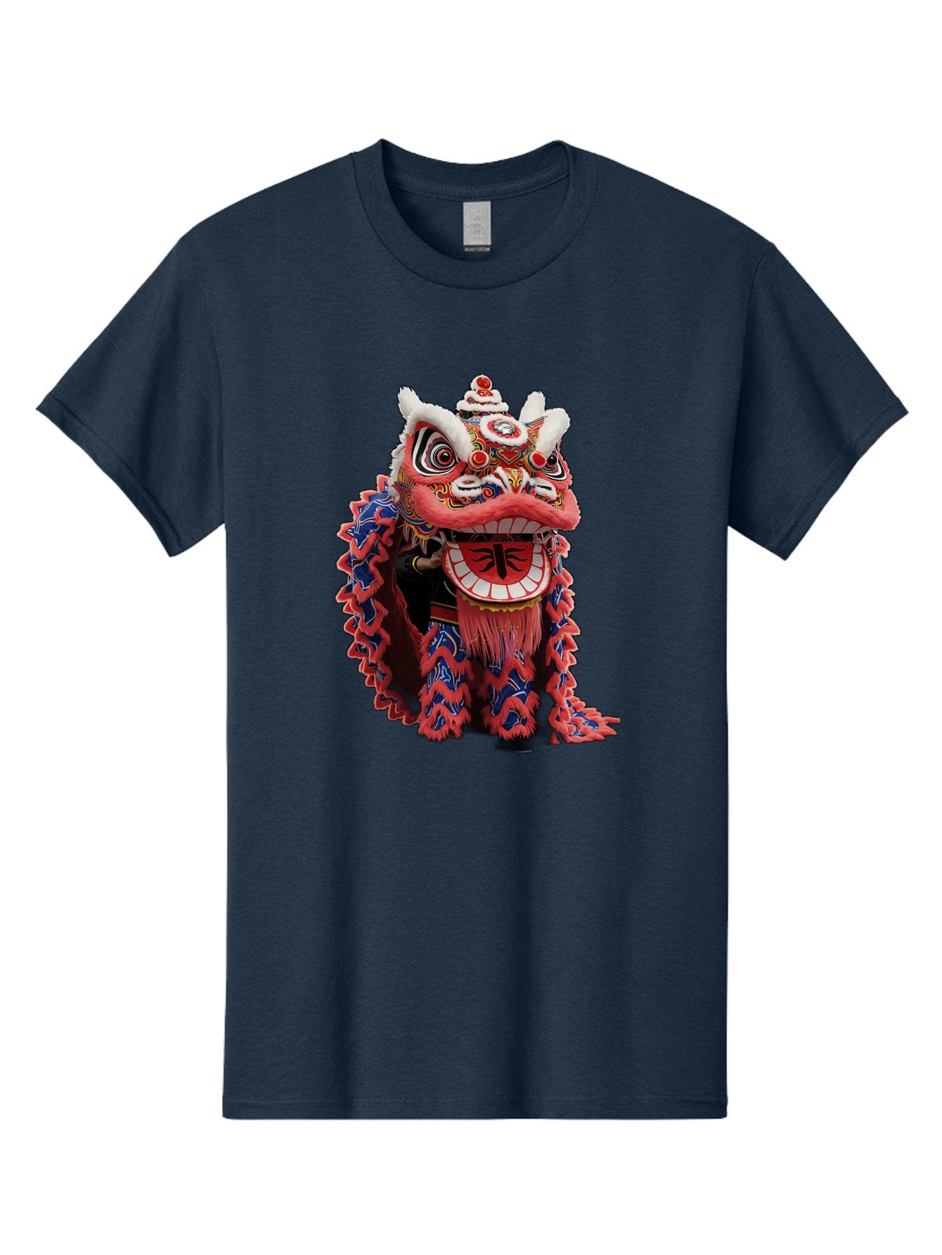 Chinese-Lion-Dance-Head Men'S Graphic Tee, 100% Cotton, Comfortable Casual Summer Wear, Machine Washable, Lion Dance Costume, Traditional Chinese Lion, Cultural Heritage, Festive Celebrations, Vibrant Colors, Intricate Designs, Baa295 13