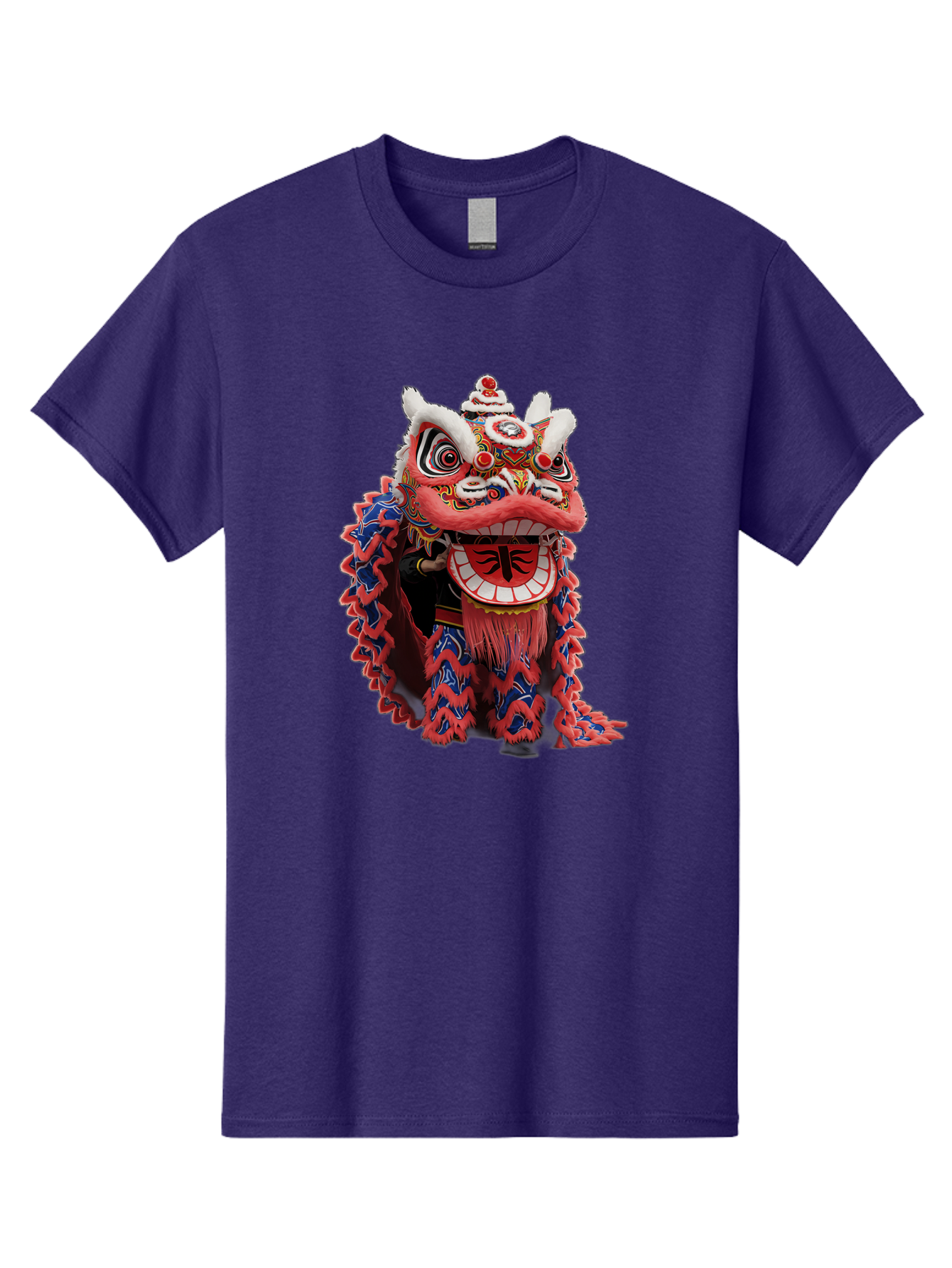 Chinese-Lion-Dance-Head Men'S Graphic Tee, 100% Cotton, Comfortable Casual Summer Wear, Machine Washable, Lion Dance Costume, Traditional Chinese Lion, Cultural Heritage, Festive Celebrations, Vibrant Colors, Intricate Designs, Baa295 27