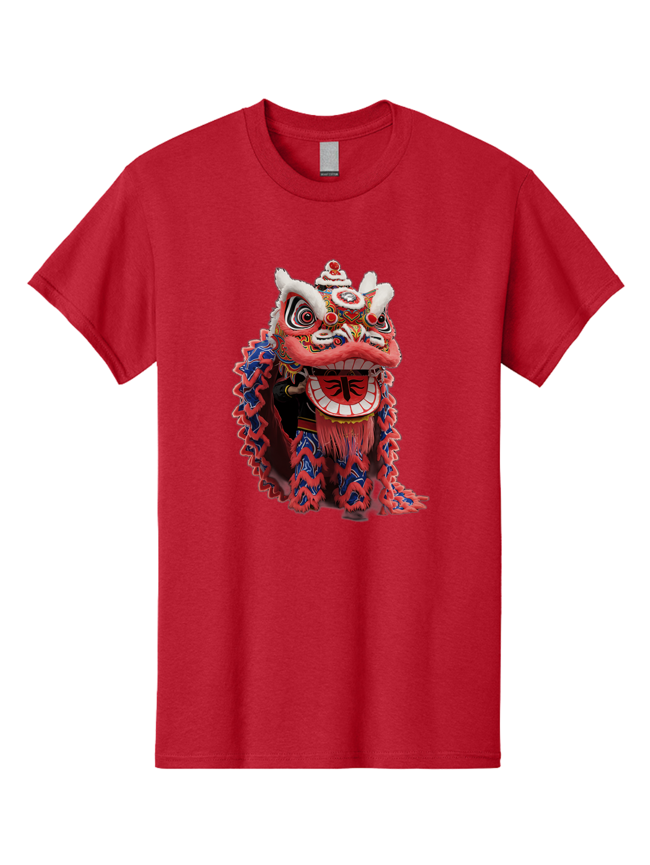 Chinese-Lion-Dance-Head Men'S Graphic Tee, 100% Cotton, Comfortable Casual Summer Wear, Machine Washable, Lion Dance Costume, Traditional Chinese Lion, Cultural Heritage, Festive Celebrations, Vibrant Colors, Intricate Designs, Baa295 3