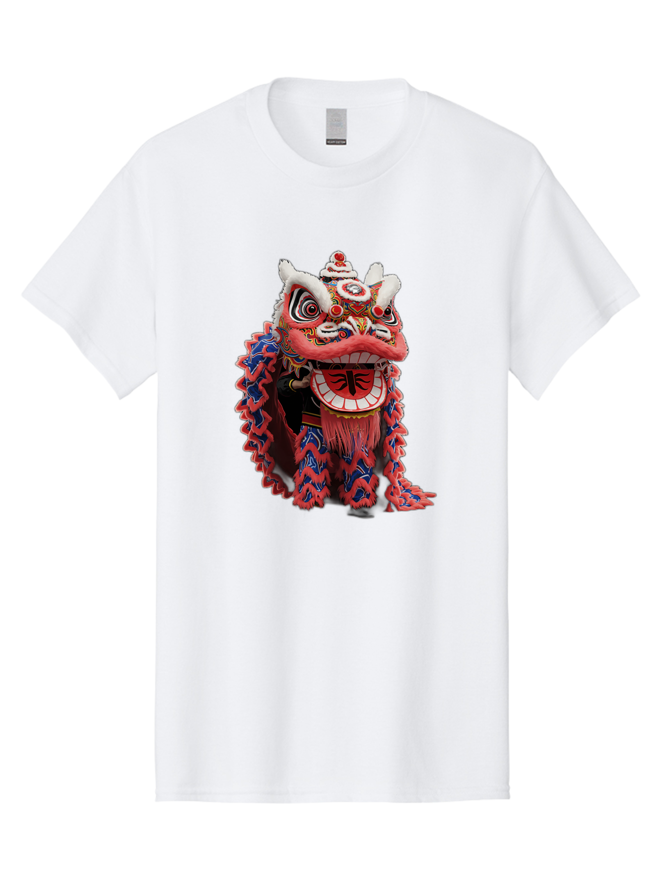 Chinese-Lion-Dance-Head Men'S Graphic Tee, 100% Cotton, Comfortable Casual Summer Wear, Machine Washable, Lion Dance Costume, Traditional Chinese Lion, Cultural Heritage, Festive Celebrations, Vibrant Colors, Intricate Designs, Baa295 9