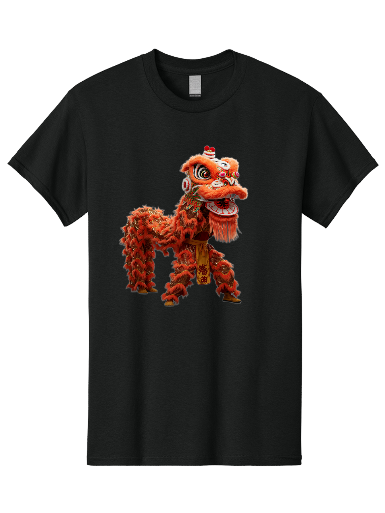 Chinese-Lion-Dance Men'S Graphic Tee, 100% Cotton, Comfortable Casual Summer Wear, Machine Washable, Lion Dance Costume, Traditional Chinese Dance, Cultural Heritage, Vibrant Orange, Festive Atmosphere, Intricate Designs, Mythical Creature, Baa296 7