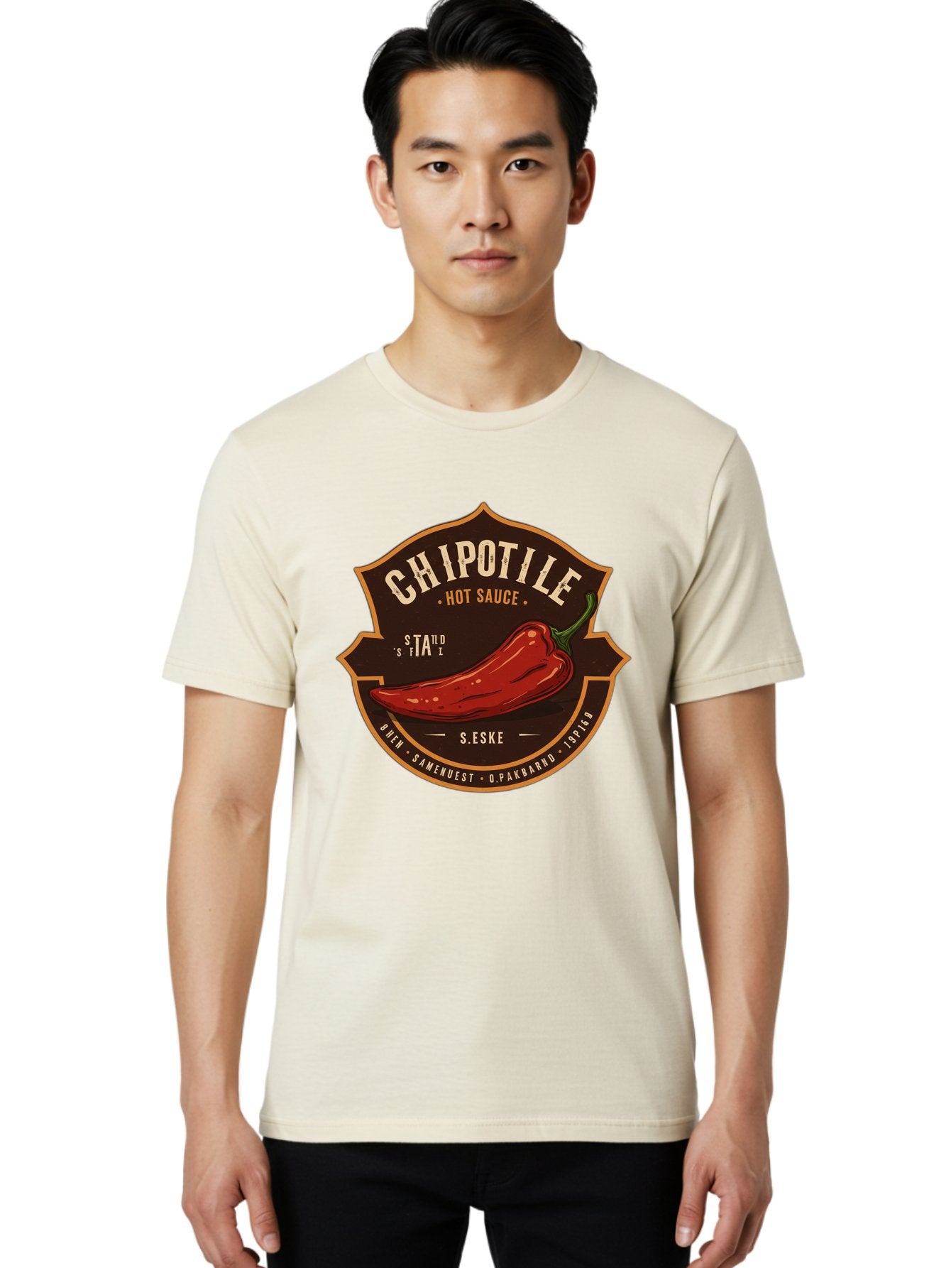 Chipotle-Hot-Sauce Men'S Graphic Tee, 100% Cotton, Comfortable Casual Summer Wear, Machine Washable, Chipotle Pepper, Hot Sauce, Spicy Food, Red Pepper, Condiment, Gourmet Sauce, Savory Flavor, Smoky Heat, Fiery Taste, Spicy Condiment Baa297 30