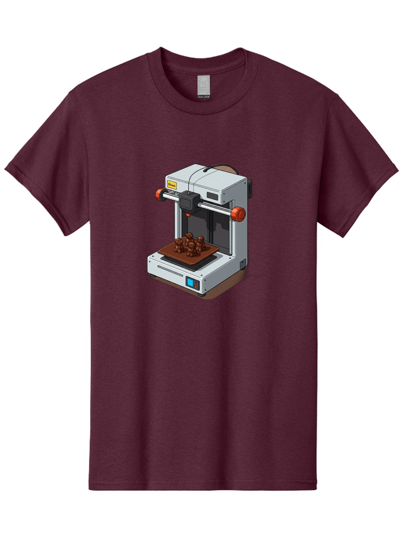 Choco-3D-Printer Men'S Graphic Tee, 100% Cotton, Comfortable Casual Summer Wear, Machine Washable, 3D Printing Technology, Additive Manufacturing, Chocolate Printing, 3D Chocolate Printer, Makergear, Digital Fabrication, Prototype Development, Baa298 4