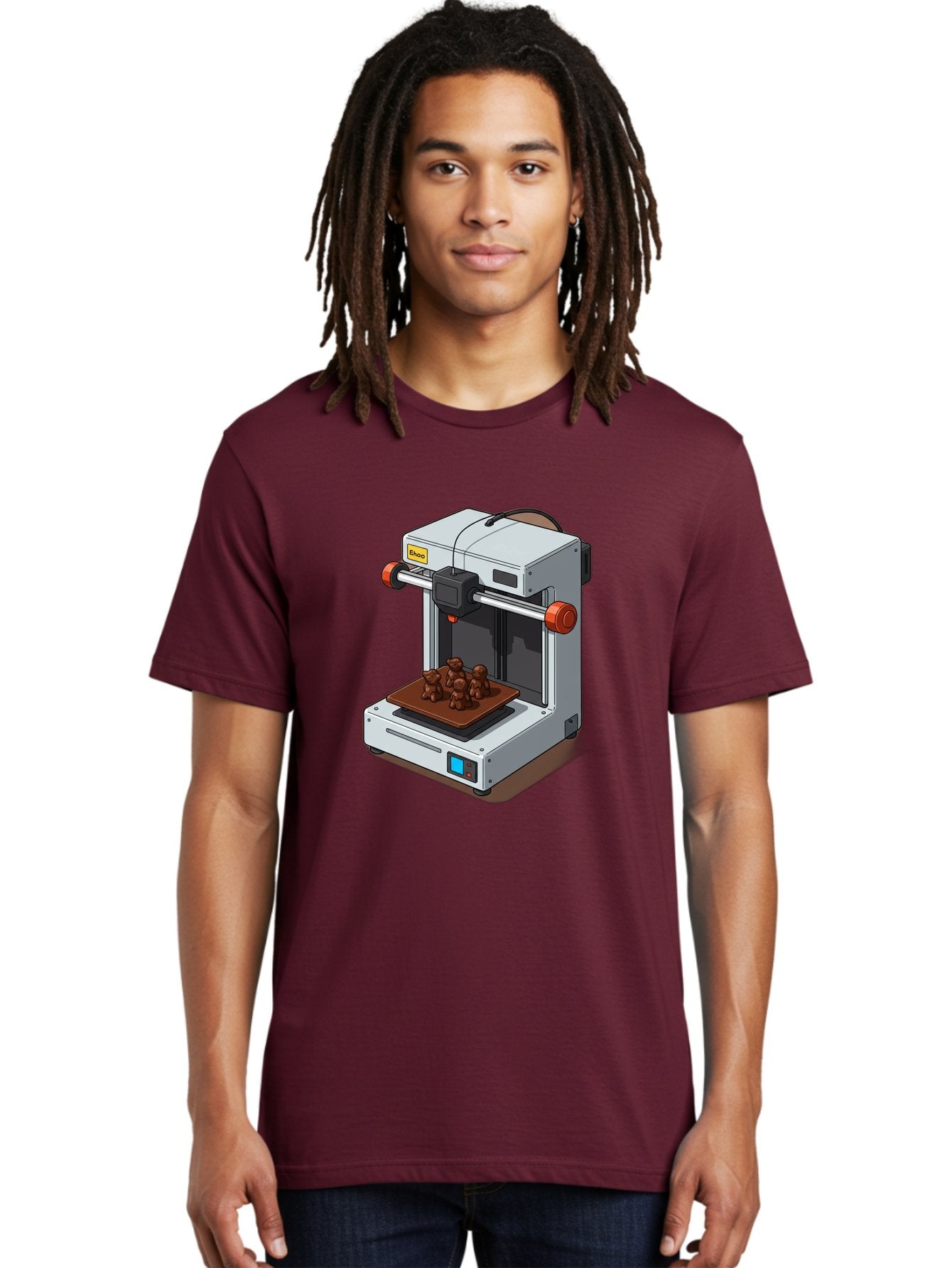 Choco-3D-Printer Men'S Graphic Tee, 100% Cotton, Comfortable Casual Summer Wear, Machine Washable, 3D Printing Technology, Additive Manufacturing, Chocolate Printing, 3D Chocolate Printer, Makergear, Digital Fabrication, Prototype Development, Baa298 18