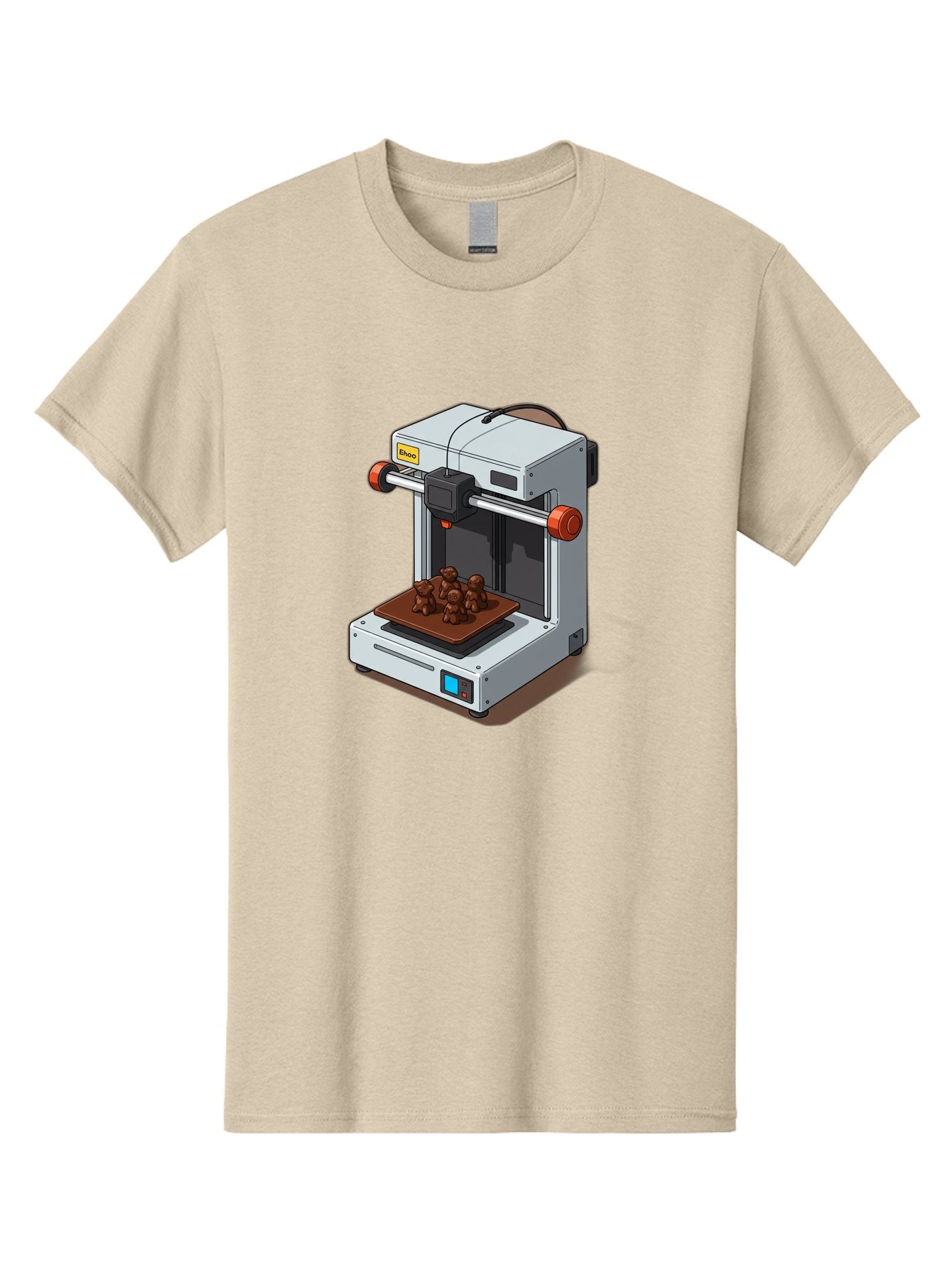 Choco-3D-Printer Men'S Graphic Tee, 100% Cotton, Comfortable Casual Summer Wear, Machine Washable, 3D Printing Technology, Additive Manufacturing, Chocolate Printing, 3D Chocolate Printer, Makergear, Digital Fabrication, Prototype Development, Baa298 3