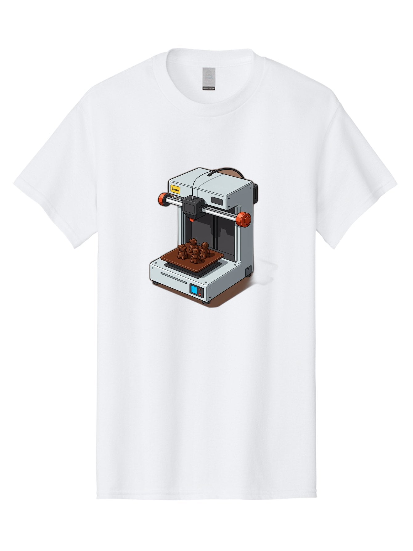 Choco-3D-Printer Men'S Graphic Tee, 100% Cotton, Comfortable Casual Summer Wear, Machine Washable, 3D Printing Technology, Additive Manufacturing, Chocolate Printing, 3D Chocolate Printer, Makergear, Digital Fabrication, Prototype Development, Baa298 6