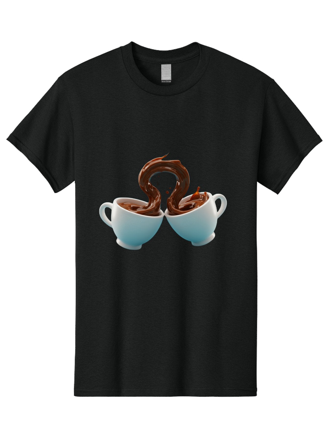 Chocolate-Cups Men'S Graphic Tee, 100% Cotton, Comfortable Casual Summer Wear, Machine Washable, Hot Chocolate, Luxury Hot Chocolate, Rich Chocolate, Flowing Chocolate, Chocolate Splash, Hot Chocolate Cups, White Cup, Delicious Hot Chocolate, Baa299 4