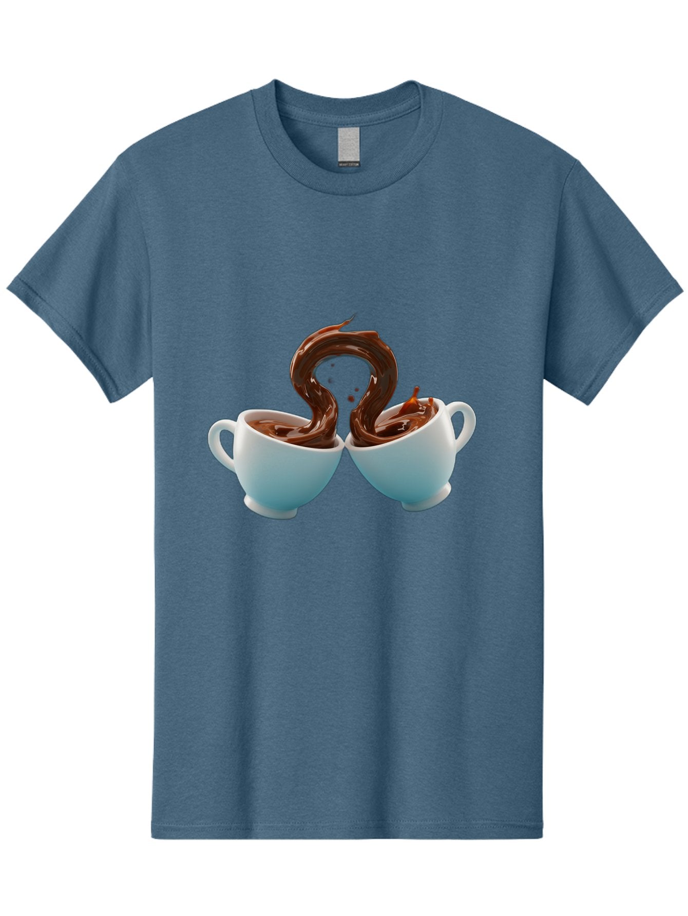 Chocolate-Cups Men'S Graphic Tee, 100% Cotton, Comfortable Casual Summer Wear, Machine Washable, Hot Chocolate, Luxury Hot Chocolate, Rich Chocolate, Flowing Chocolate, Chocolate Splash, Hot Chocolate Cups, White Cup, Delicious Hot Chocolate, Baa299 7