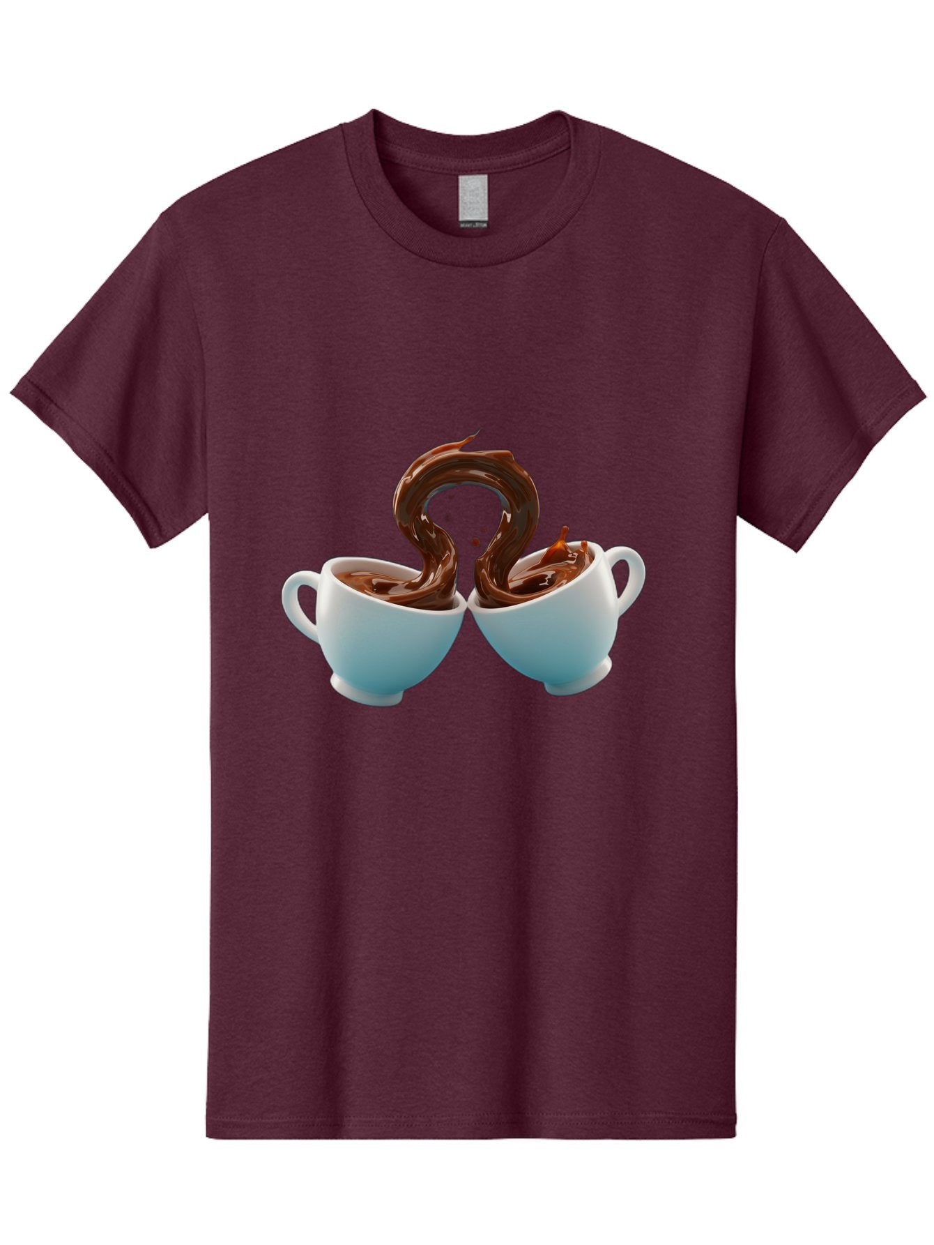 Chocolate-Cups Men'S Graphic Tee, 100% Cotton, Comfortable Casual Summer Wear, Machine Washable, Hot Chocolate, Luxury Hot Chocolate, Rich Chocolate, Flowing Chocolate, Chocolate Splash, Hot Chocolate Cups, White Cup, Delicious Hot Chocolate, Baa299