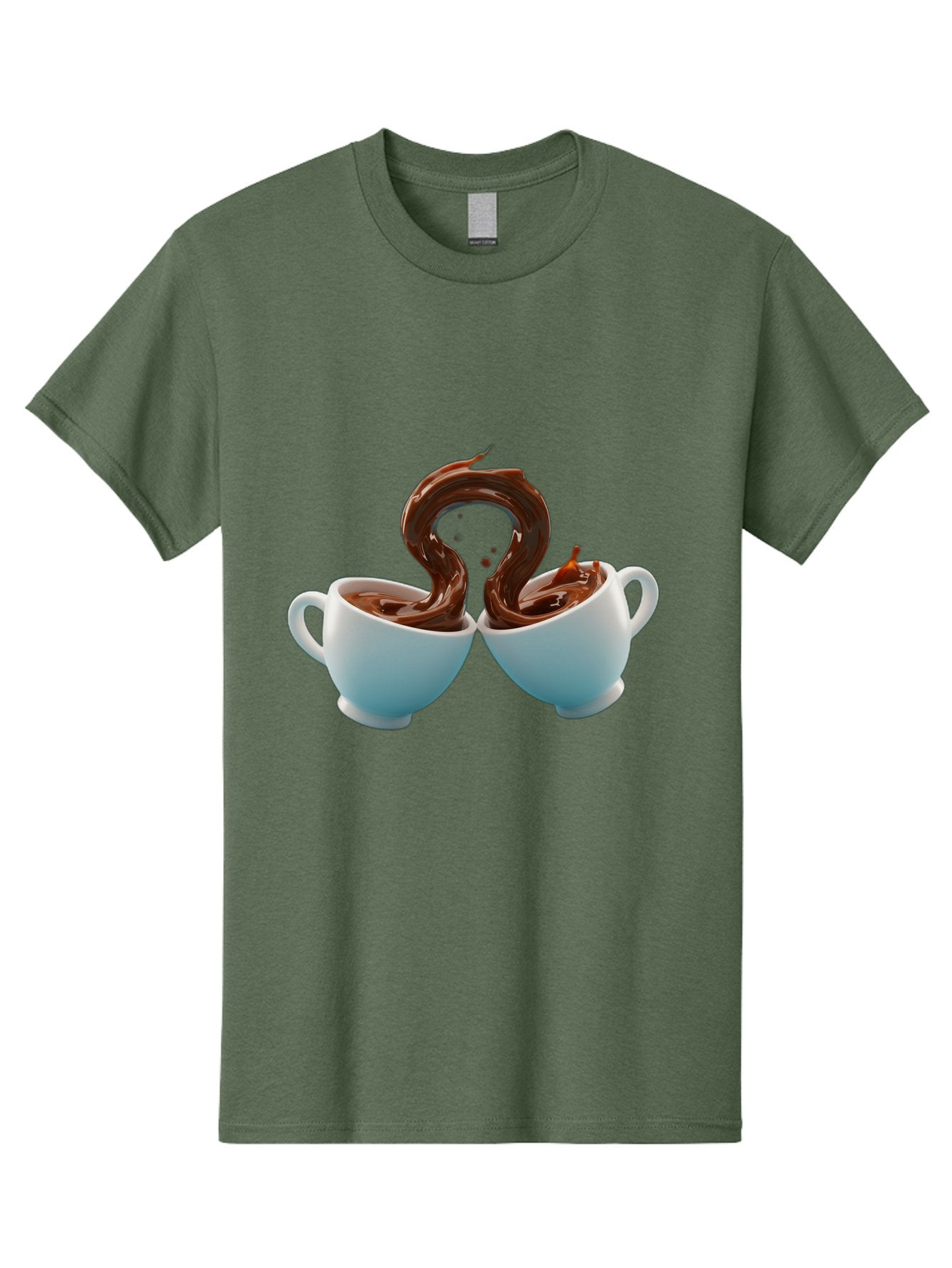 Chocolate-Cups Men'S Graphic Tee, 100% Cotton, Comfortable Casual Summer Wear, Machine Washable, Hot Chocolate, Luxury Hot Chocolate, Rich Chocolate, Flowing Chocolate, Chocolate Splash, Hot Chocolate Cups, White Cup, Delicious Hot Chocolate, Baa299 9
