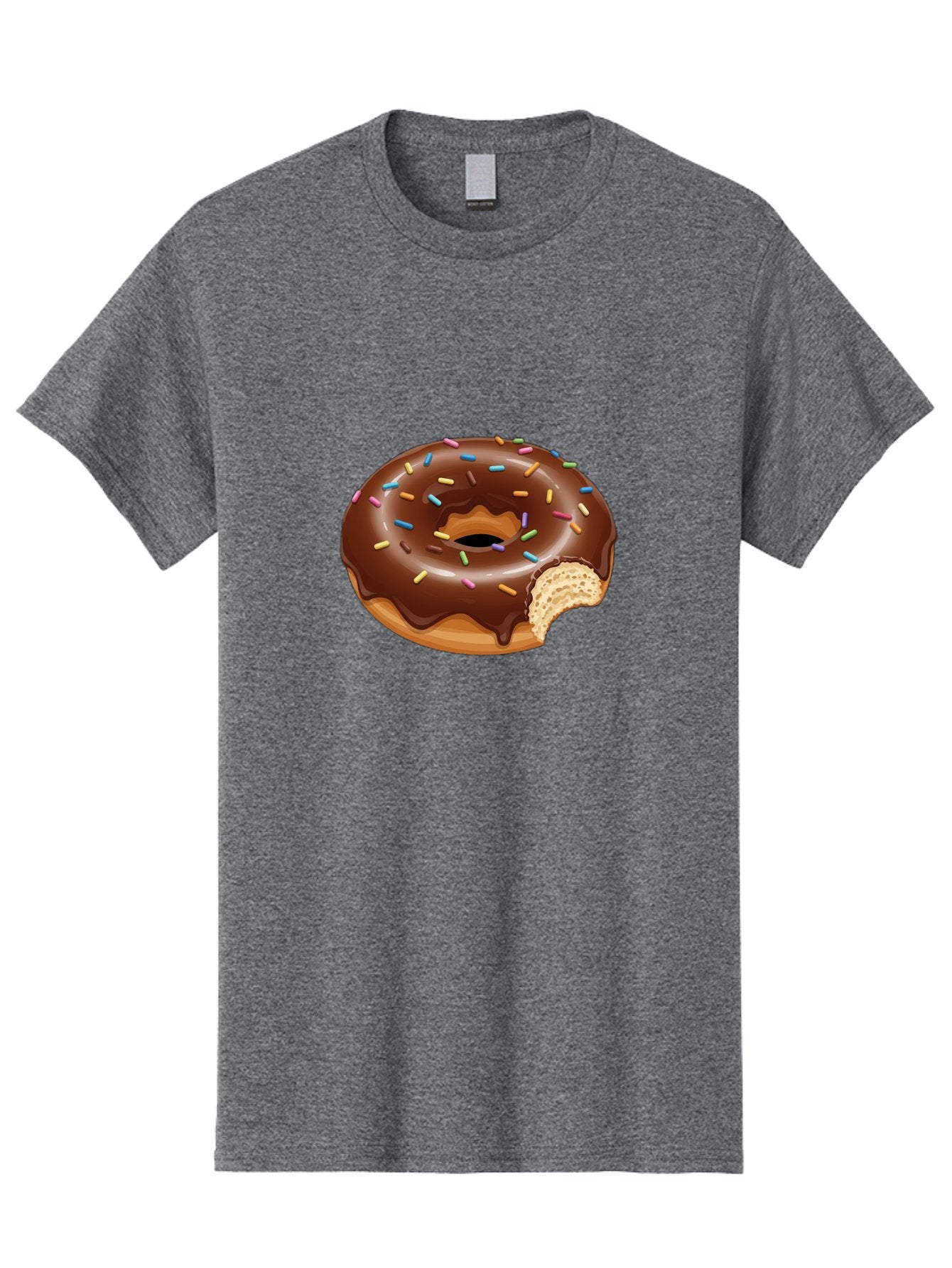 Chocolate-Donut-1 Men'S Graphic Tee, 100% Cotton, Comfortable Casual Summer Wear, Machine Washable, Chocolate Donut, Donut With Sprinkles, Bitten Donut, Sweet Treat, Dessert, Baked Goods, Colorful Sprinkles, Tasty Pastry, Delicious Donut Baa300 10