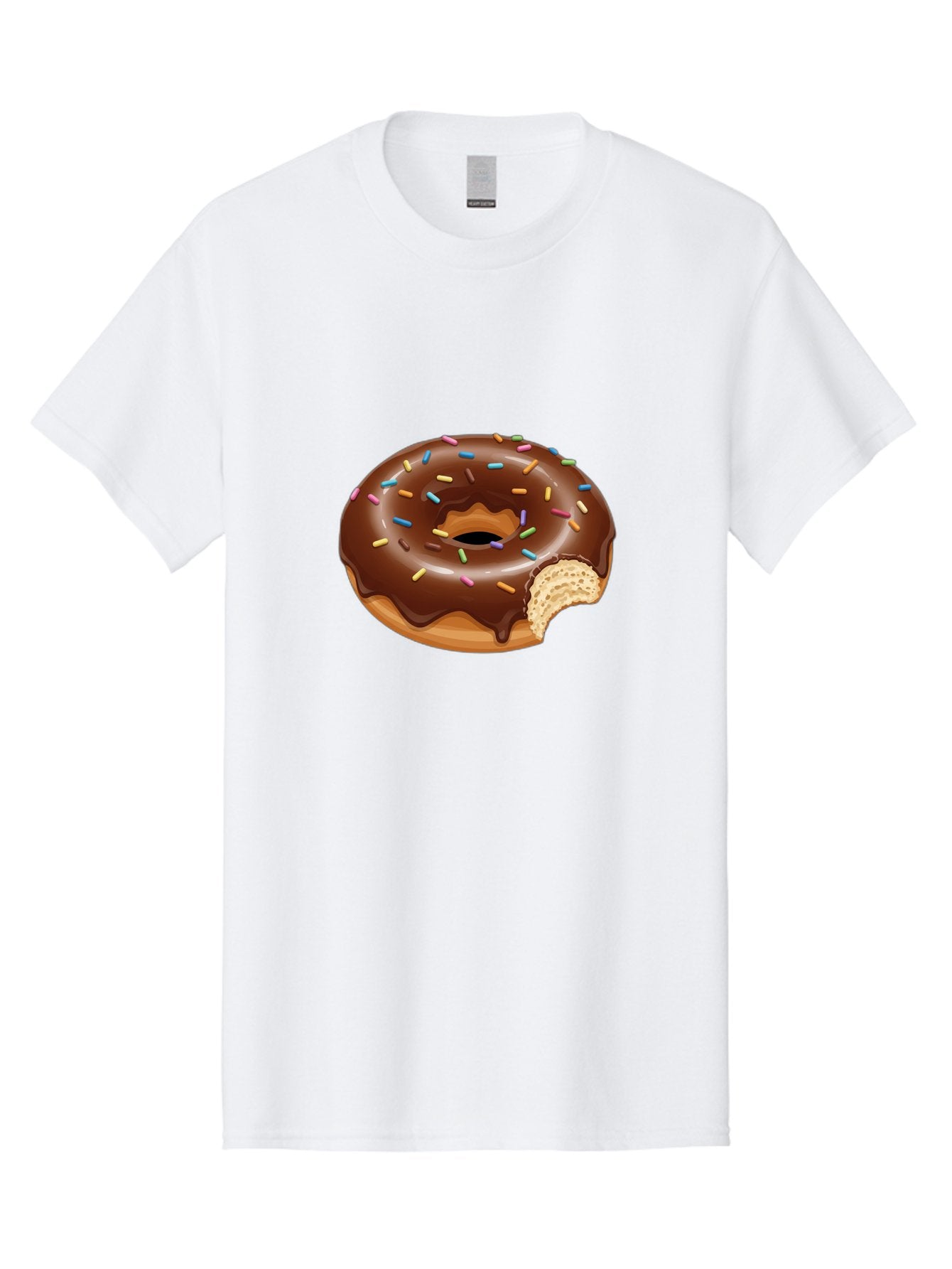 Chocolate-Donut-1 Men'S Graphic Tee, 100% Cotton, Comfortable Casual Summer Wear, Machine Washable, Chocolate Donut, Donut With Sprinkles, Bitten Donut, Sweet Treat, Dessert, Baked Goods, Colorful Sprinkles, Tasty Pastry, Delicious Donut Baa300
