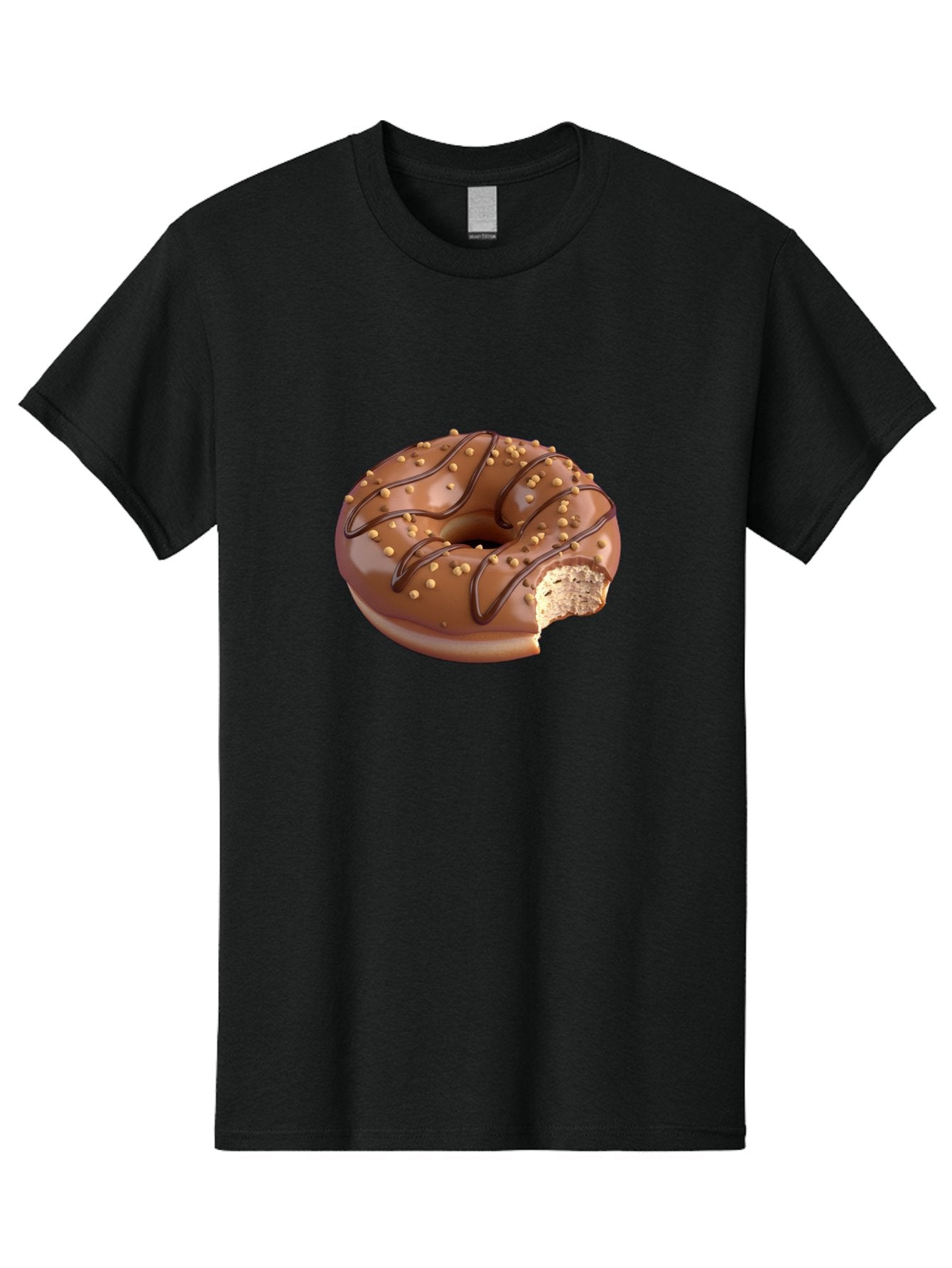 Chocolate-Donut-2 Men'S Graphic Tee, 100% Cotton, Comfortable Casual Summer Wear, Machine Washable, Chocolate Donut, Chocolate Frosting, Donut With Nuts, Chocolate Glaze, Donut With Sprinkles, Sweet Treat, Baked Goods, Doughnut Delight, Baa301 8