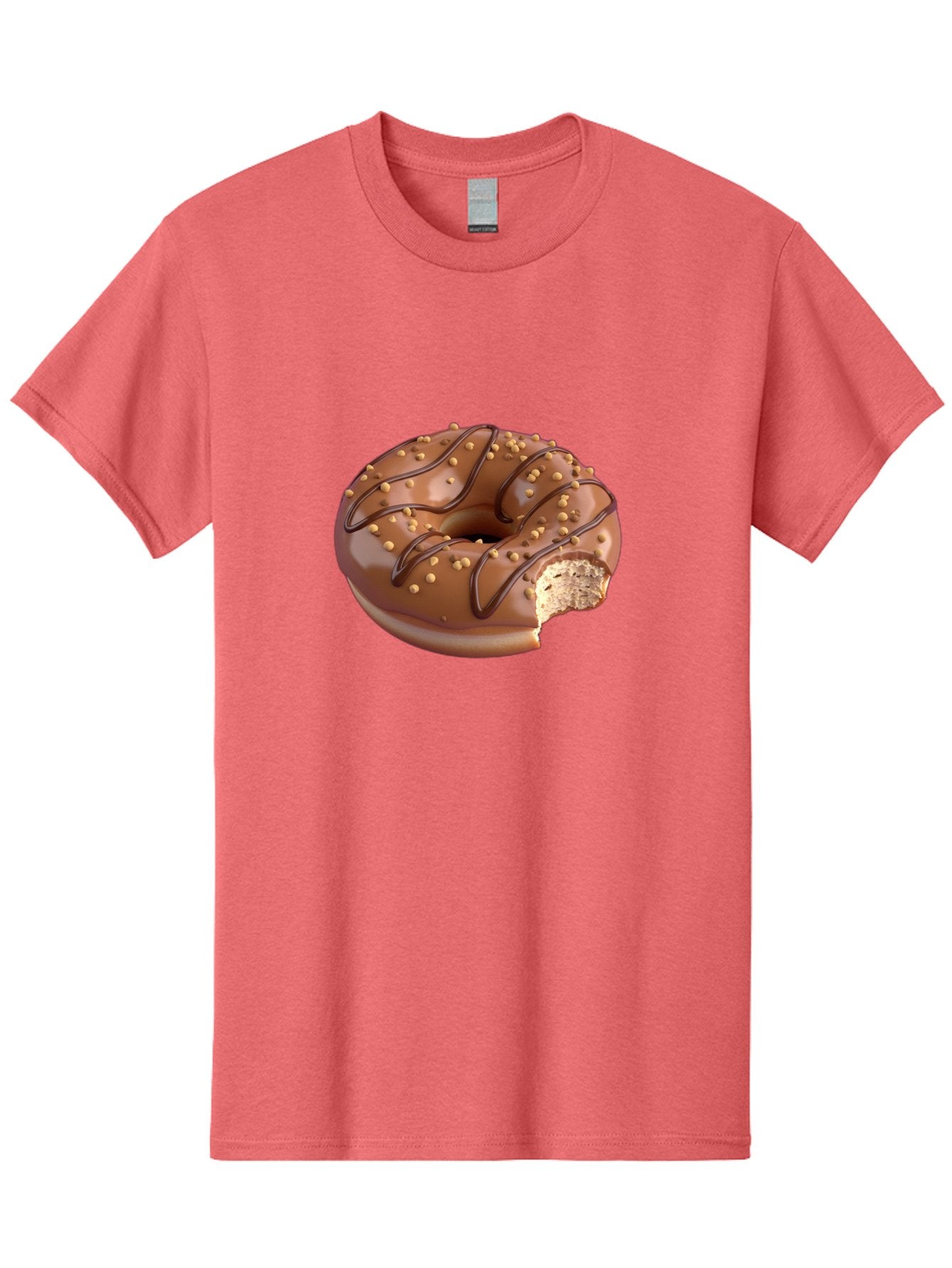 Chocolate-Donut-2 Men'S Graphic Tee, 100% Cotton, Comfortable Casual Summer Wear, Machine Washable, Chocolate Donut, Chocolate Frosting, Donut With Nuts, Chocolate Glaze, Donut With Sprinkles, Sweet Treat, Baked Goods, Doughnut Delight, Baa301 10