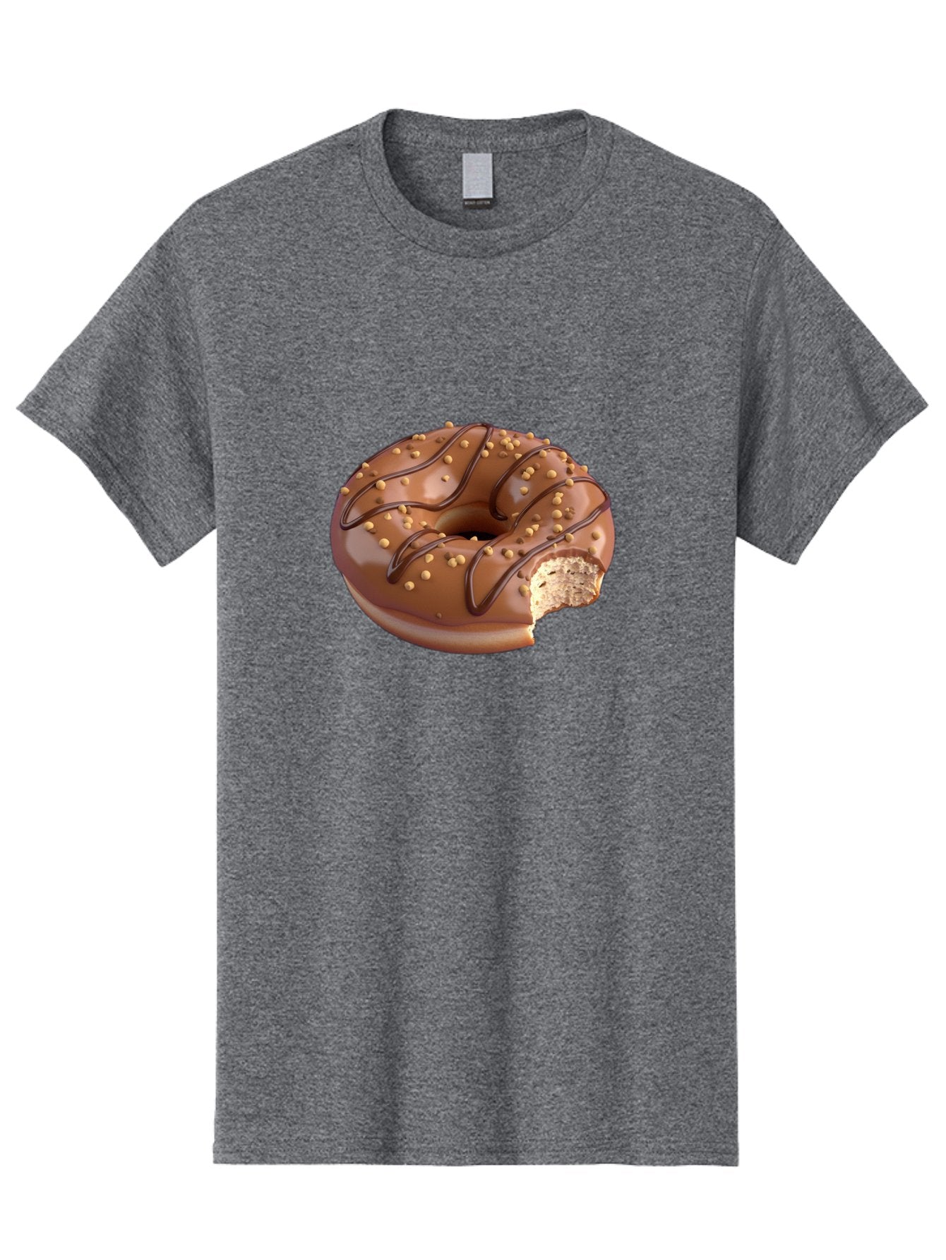 Chocolate-Donut-2 Men'S Graphic Tee, 100% Cotton, Comfortable Casual Summer Wear, Machine Washable, Chocolate Donut, Chocolate Frosting, Donut With Nuts, Chocolate Glaze, Donut With Sprinkles, Sweet Treat, Baked Goods, Doughnut Delight, Baa301 7