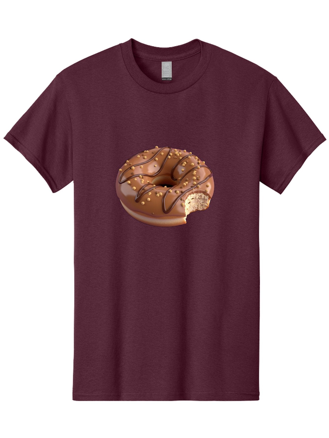 Chocolate-Donut-2 Men'S Graphic Tee, 100% Cotton, Comfortable Casual Summer Wear, Machine Washable, Chocolate Donut, Chocolate Frosting, Donut With Nuts, Chocolate Glaze, Donut With Sprinkles, Sweet Treat, Baked Goods, Doughnut Delight, Baa301 3