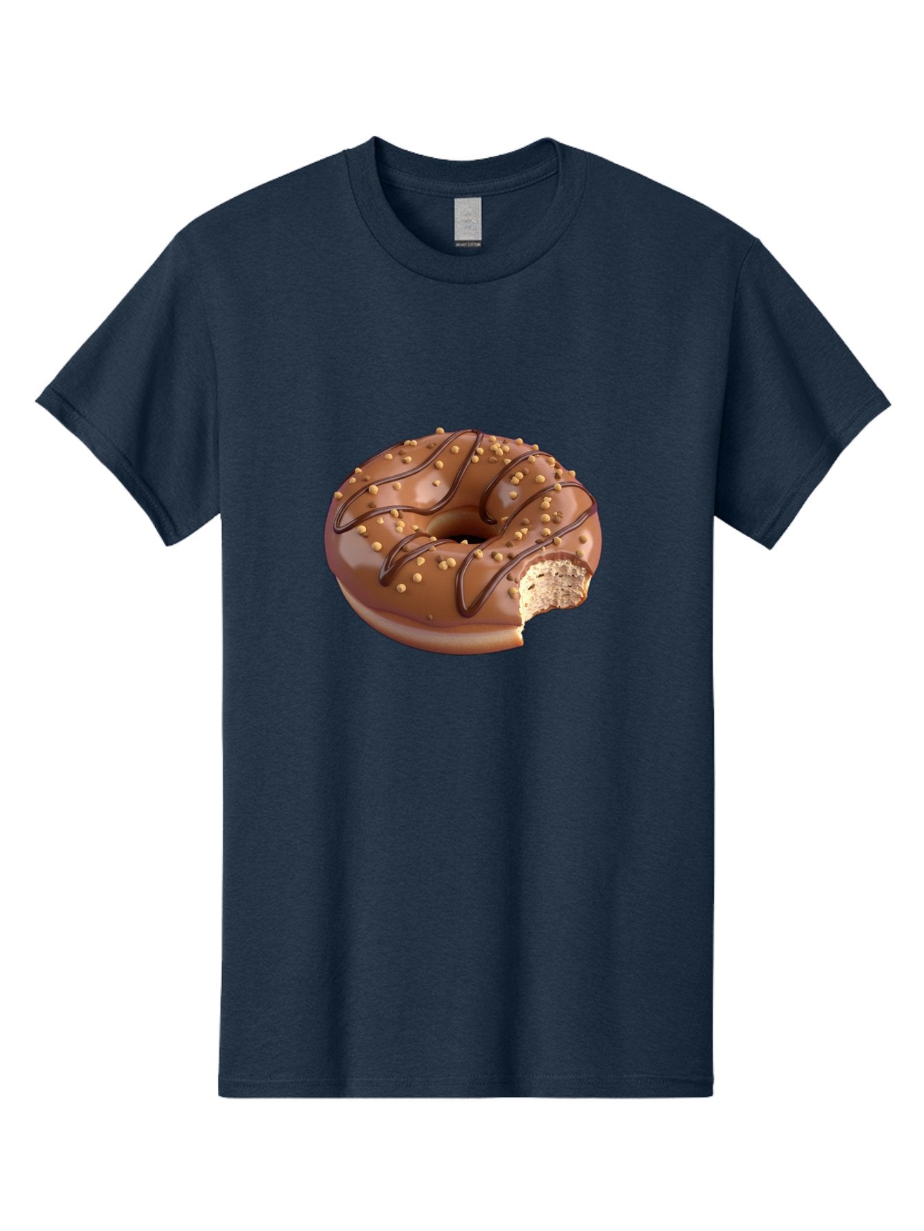 Chocolate-Donut-2 Men'S Graphic Tee, 100% Cotton, Comfortable Casual Summer Wear, Machine Washable, Chocolate Donut, Chocolate Frosting, Donut With Nuts, Chocolate Glaze, Donut With Sprinkles, Sweet Treat, Baked Goods, Doughnut Delight, Baa301